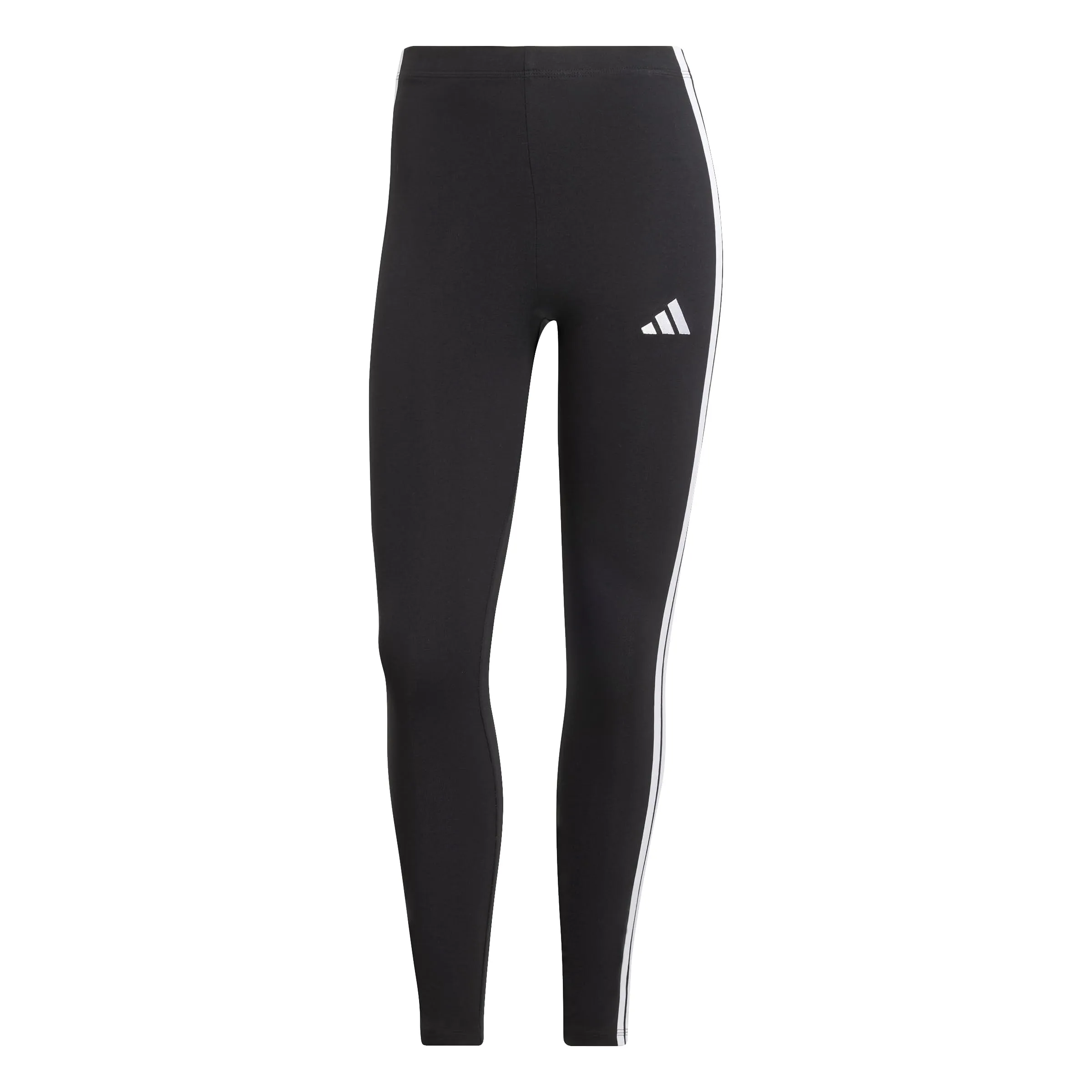 adidas Donna Essentials 3-Stripes Cotton Leggings, Black/White, M