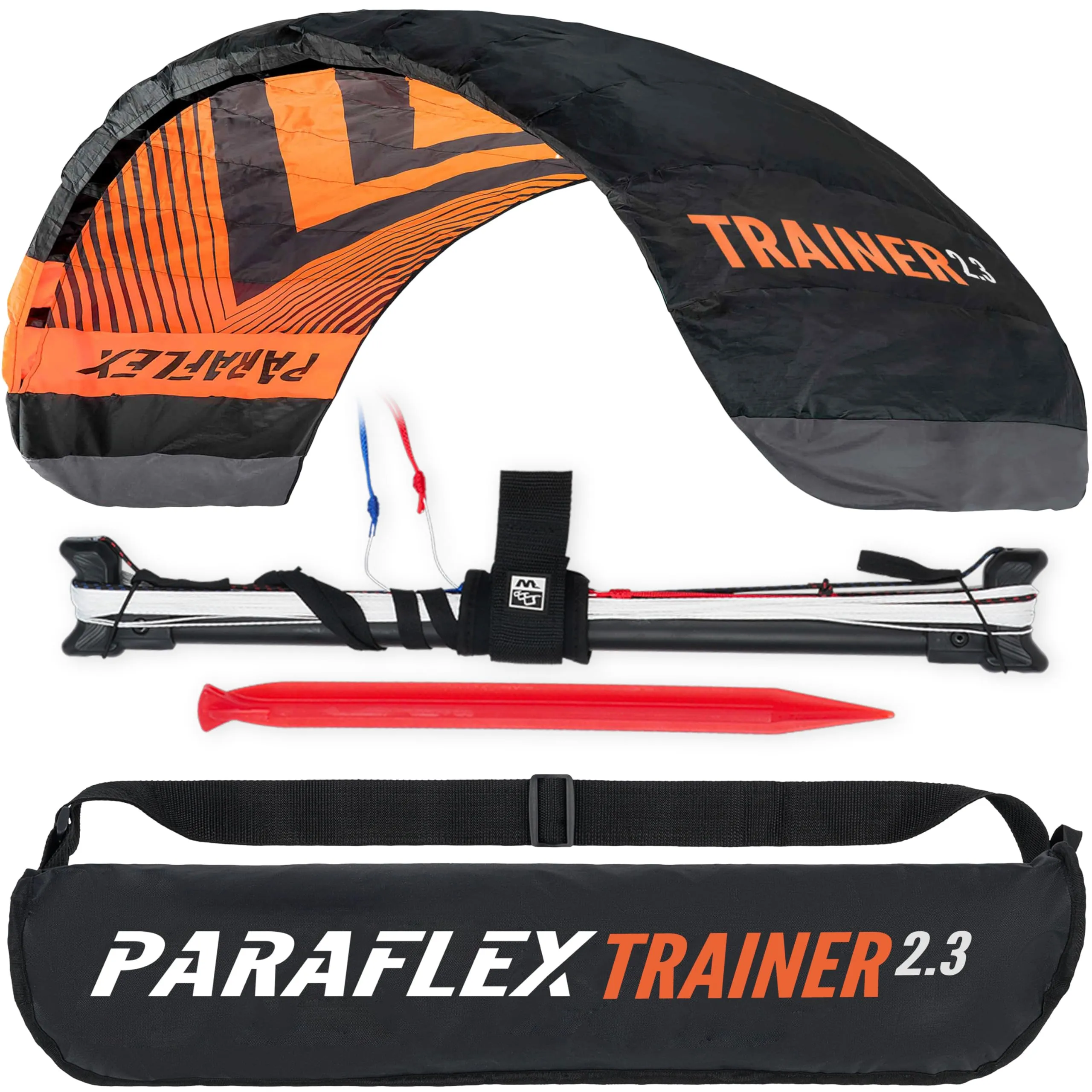 Wolkenstürmer Paraflex Trainer 2.3 action kite neon orange - tappetino di governo a 3 linee per il mountainboarding