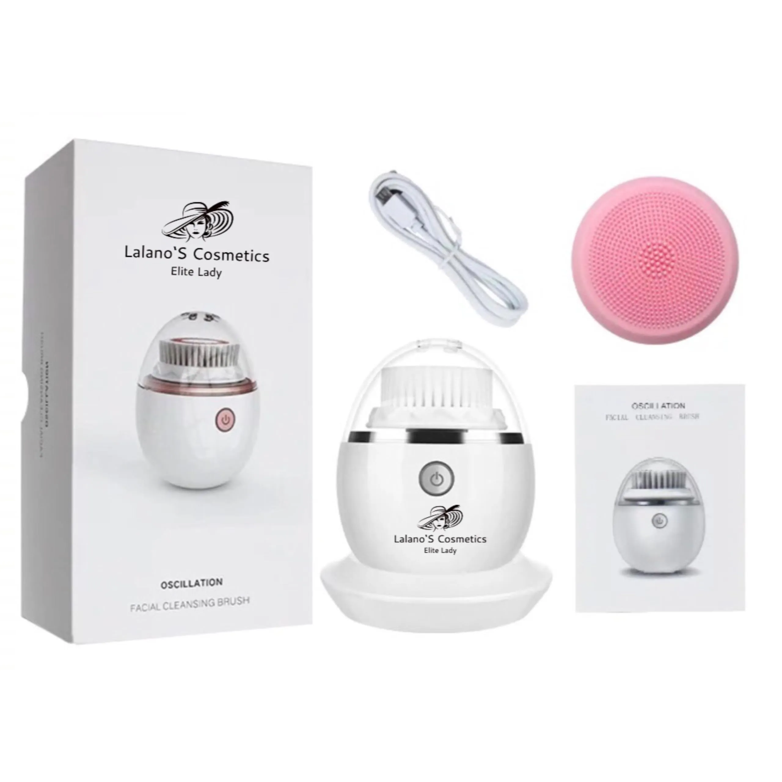 Lalano`S Cosmetics Spazzola elettrica per la pulizia del viso 3D Oscillation Face Cleansing Brush, set manicure pedicure