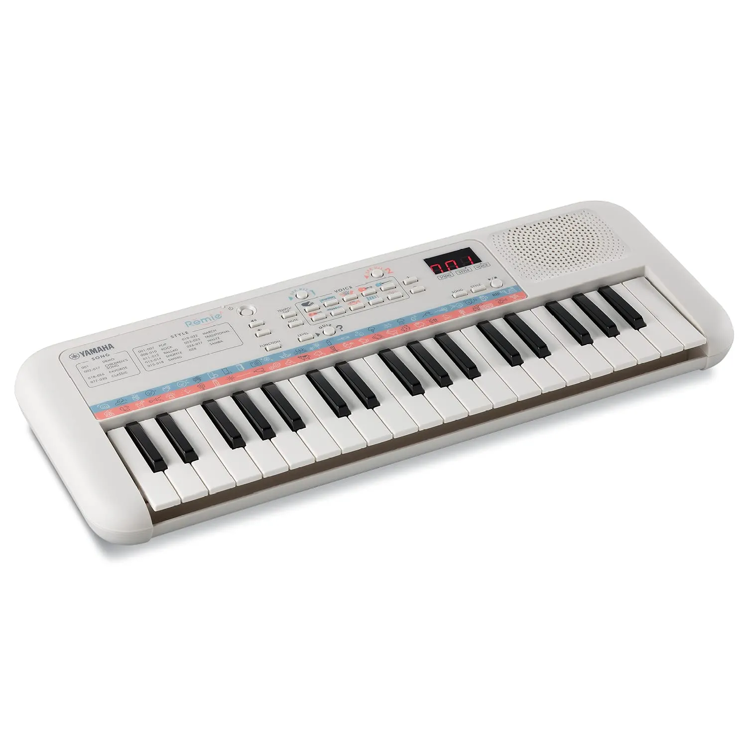 Yamaha Digital Keyboard Remie PSS-E30, Tastiera Digitale per Bambini Portatile e Leggera, Con 37 Mini Tasti e Funzioni di Apprendimento, Compatibile con le Cuffie Yamaha HPH, Bianco