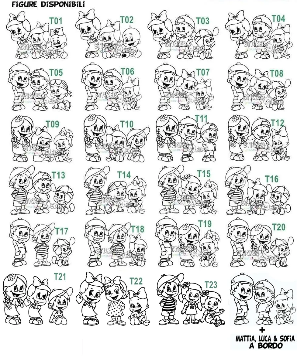 Stickeredo® Bimbo a bordo adesivo auto. adesivo bimbi a bordo fratelli. Adesivo nome bimbi