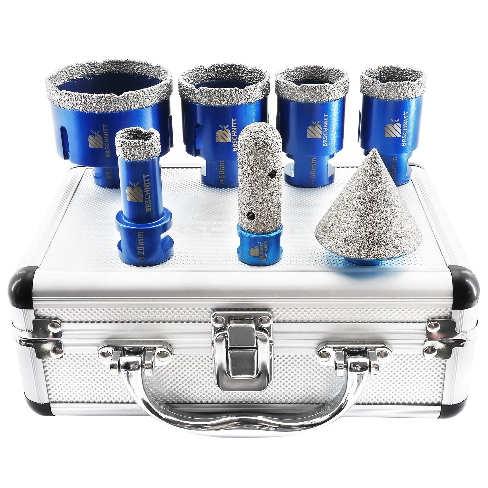 BRSCHNITT Set di punte diamantate per piastrelle, 20/35/40/50/68 mm, frese diamantate da 20 mm e 50 mm