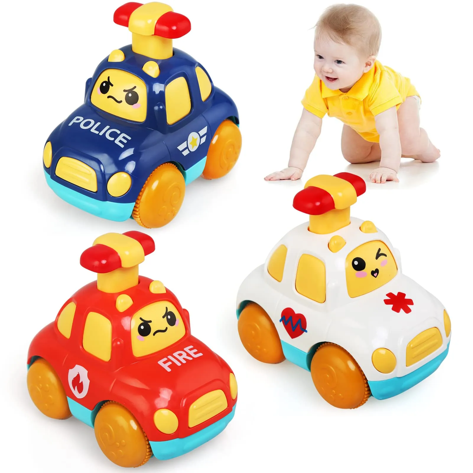 LEADSTAR Macchina Giocattolo Bambino,3 Pezzi Veicol Giocattolo Auto per Bambini 1 2 3 Anno,Wheels Macchinine Auto da Corsa,Bambino Regalo per Ragazzo e Ragazza