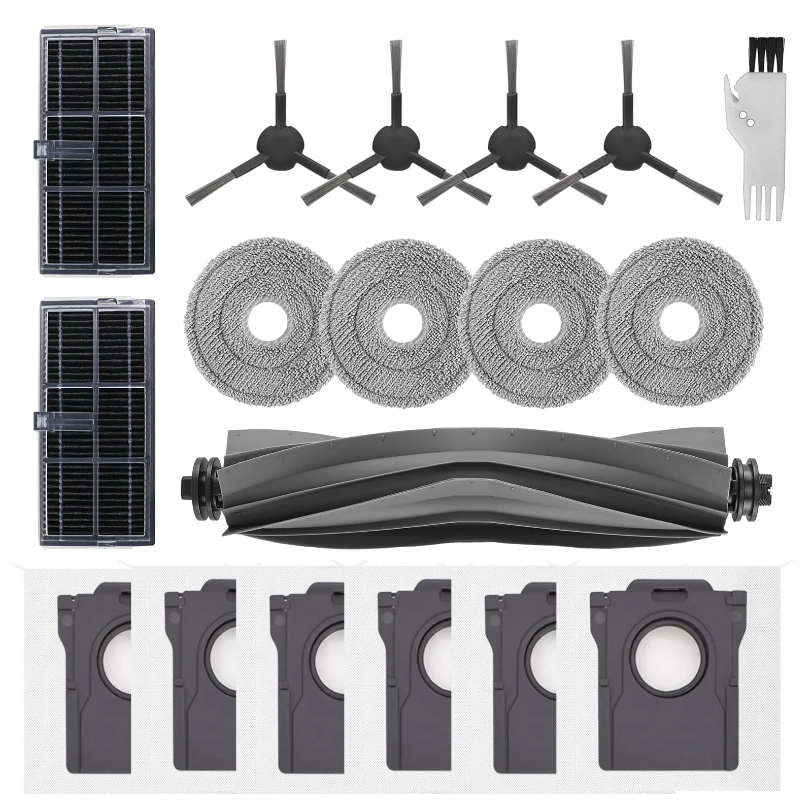 Spofan Accessori Ricambi per Dreame L40 Ultra AE/L10s Pro Ultra/L10s Ultra Gen 2/Mova E30 Ultra Robot Aspirapolvere 1 Spazzola Principale, 2 Filtri, 4 Spazzole Laterali, 4 Panni Mop, 6 Sacchetti