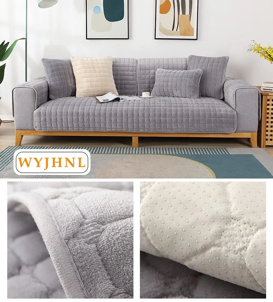 WYJHNL Copridivano/copridivano in Flanella, Super Morbida, Spessa e Calda, in Peluche, Antiscivolo, per Soggiorno, 70 x 210 cm, Grigio Chiaro