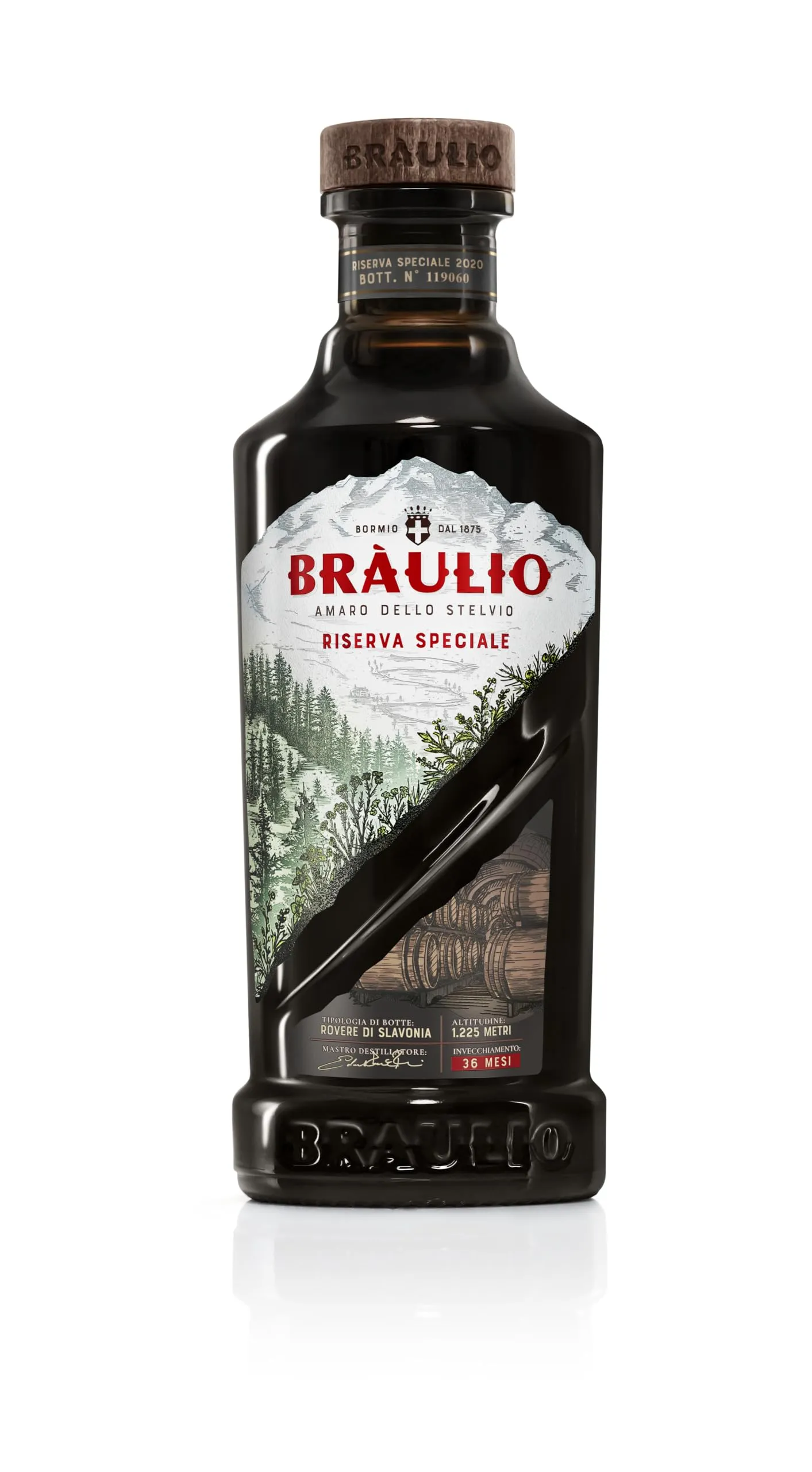 Braulio Riserva Speciale - Amaro dello Stelvio alle Erbe, 70 cl, Invecchiato 24 Mesi, 24,7% Vol