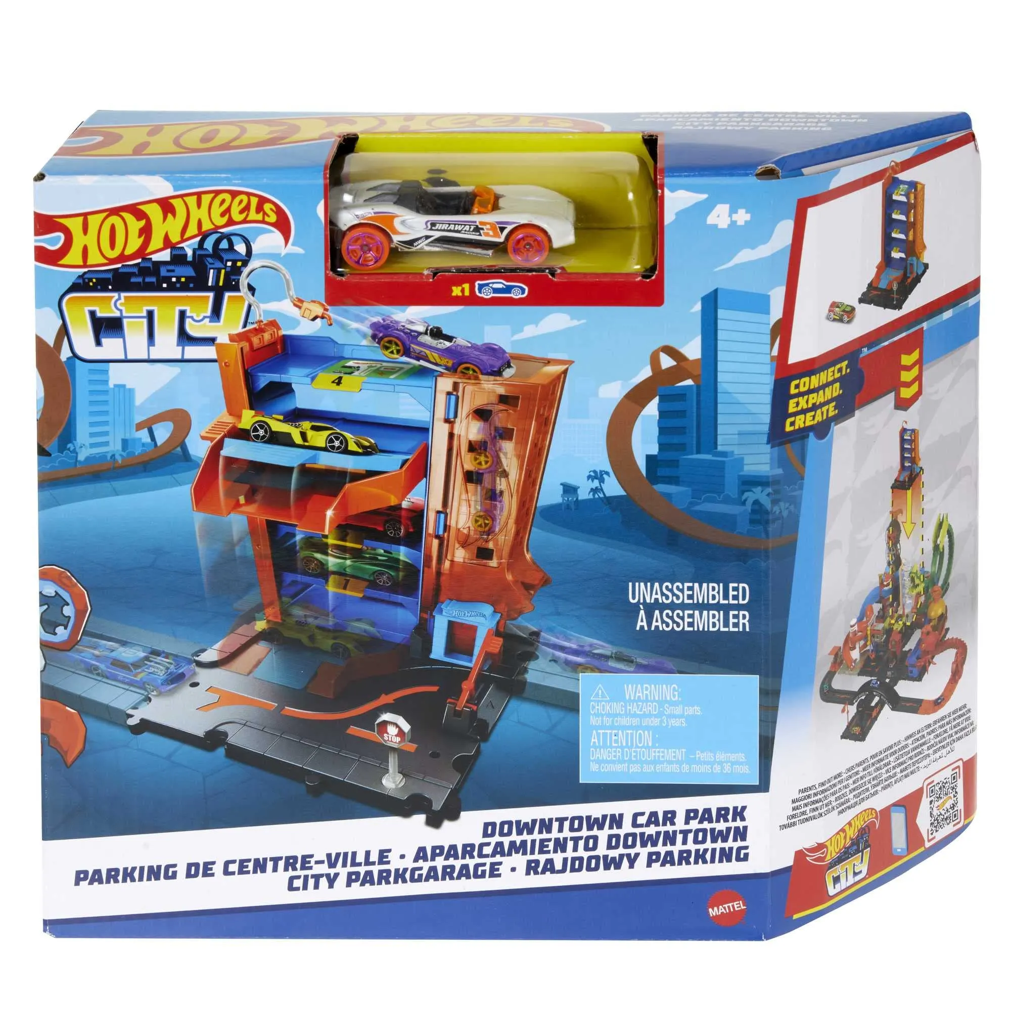 Hot Wheels - City Parcheggio Urbano Playset con 1 Macchinina, Si Collega ad Altri Playset e Piste, Giocattolo per Bambini 4+ Anni, HDR28