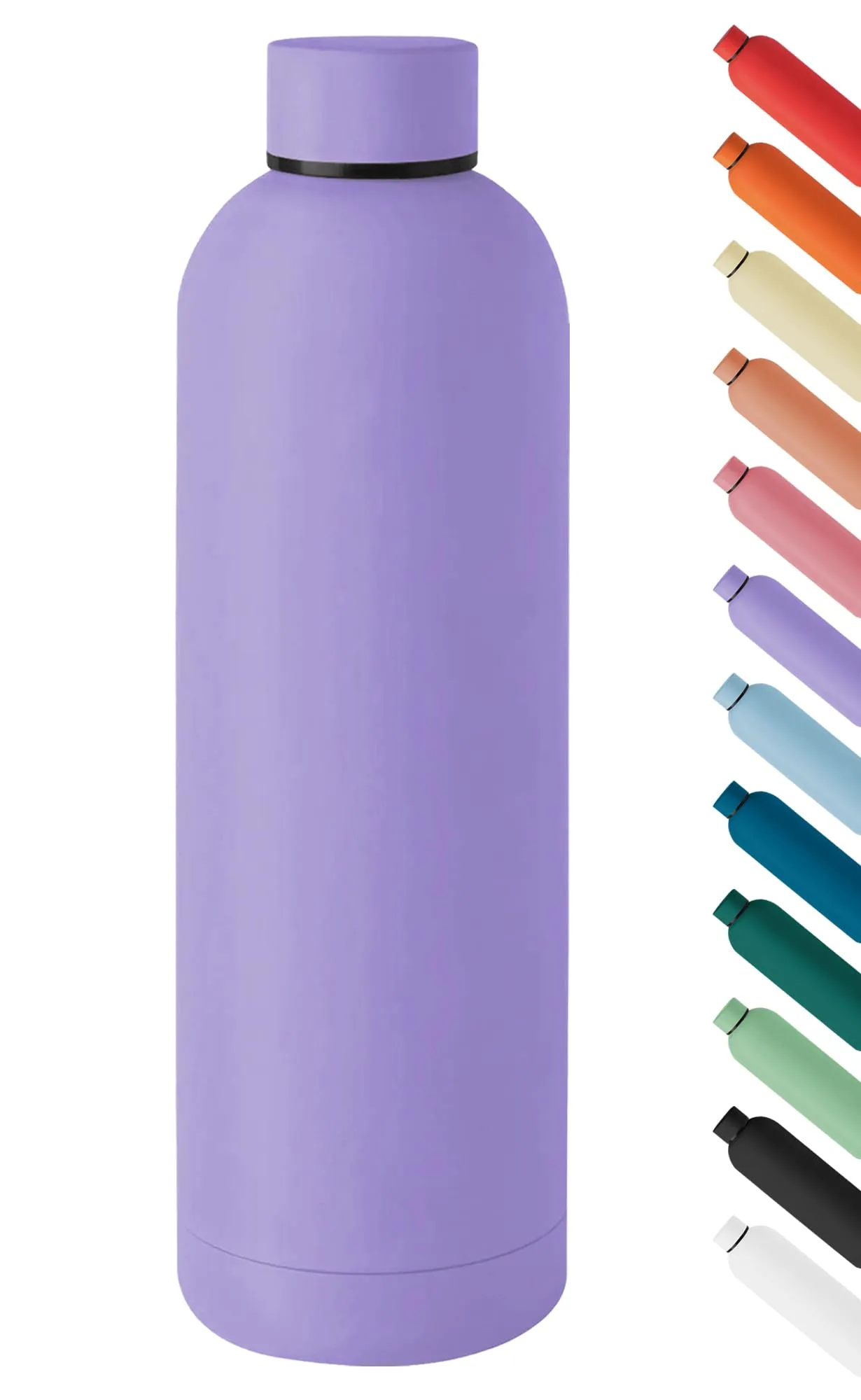 Borraccia Termica Grande 1 Litro Bottiglia Acciaio Inox Inossidabile Doppio Strato 1000 Ml Tappo Antigoccia Doppia Camera Bevande Calde Fredde Termos Sistema Sottovuoto Rivestimento Soft Touch - Lilla