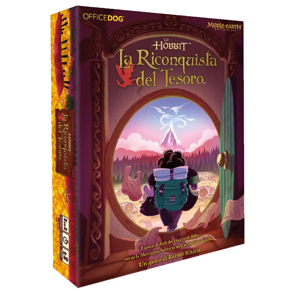 Asmodee Lo Hobbit: La Riconquista del Tesoro, gioco per tutta la famiglia da 1 a 4 giocatori dai 10 anni in su, gioco di dadi competitivo e narrativo ambientato nella Terra di Mezzo, Italiano
