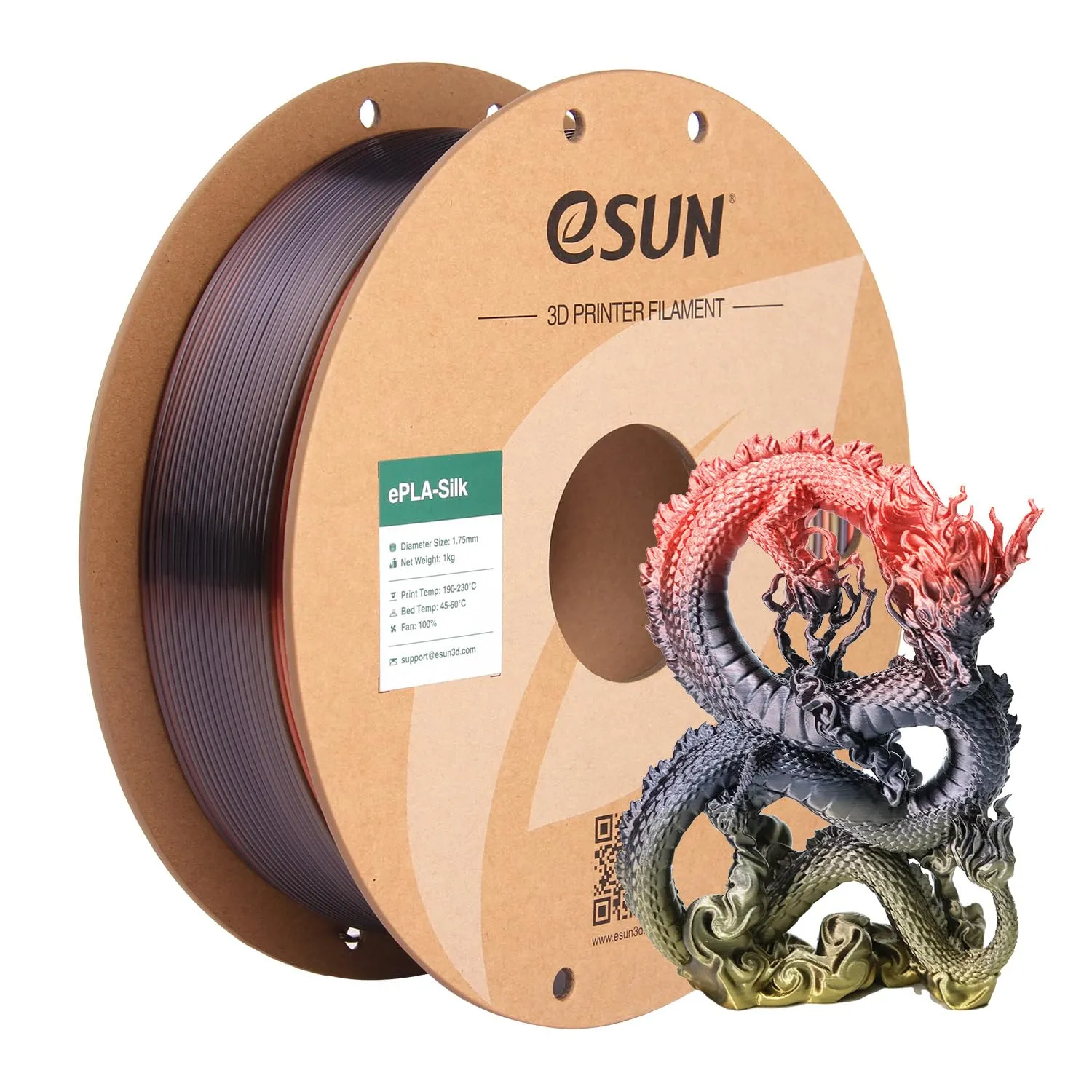 eSUN Filamento PLA in Metallo Arcobaleno di Seta 1.75mm, Filamento per Stampante 3D in Seta PLA, Filamento Multicolore Che Cambia Gradiente da 1kg per Stampante 3D, Seta Arcobaleno Multicolore