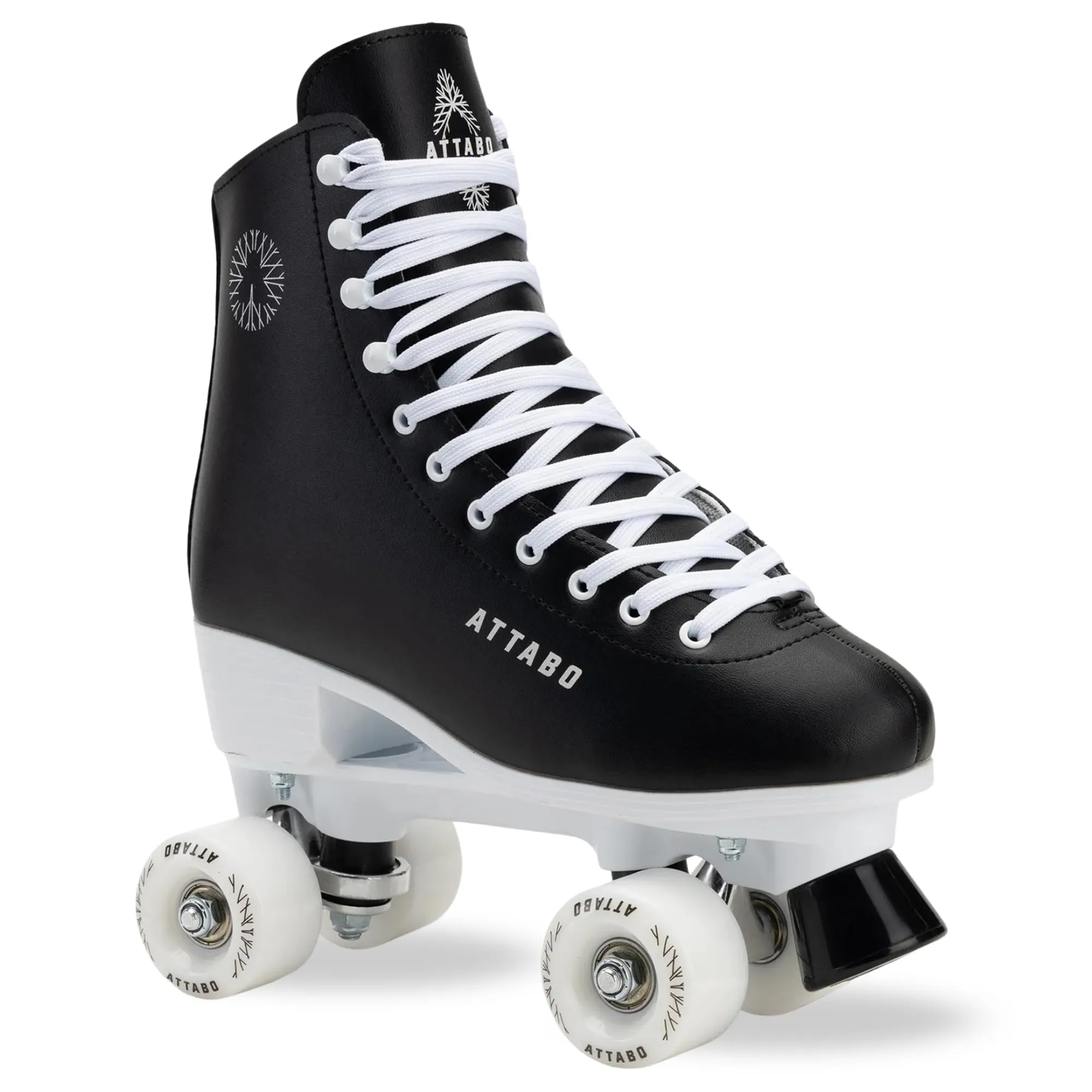 ATTABO Serena, pattini a rotelle da donna in pelle ecologica, cuscinetti ABEC-3, telaio in PP e pattina in alluminio, 54 × 32 mm, ruote PU 82A, freno in TPU, allacciatura classica, sicuri ed eleganti