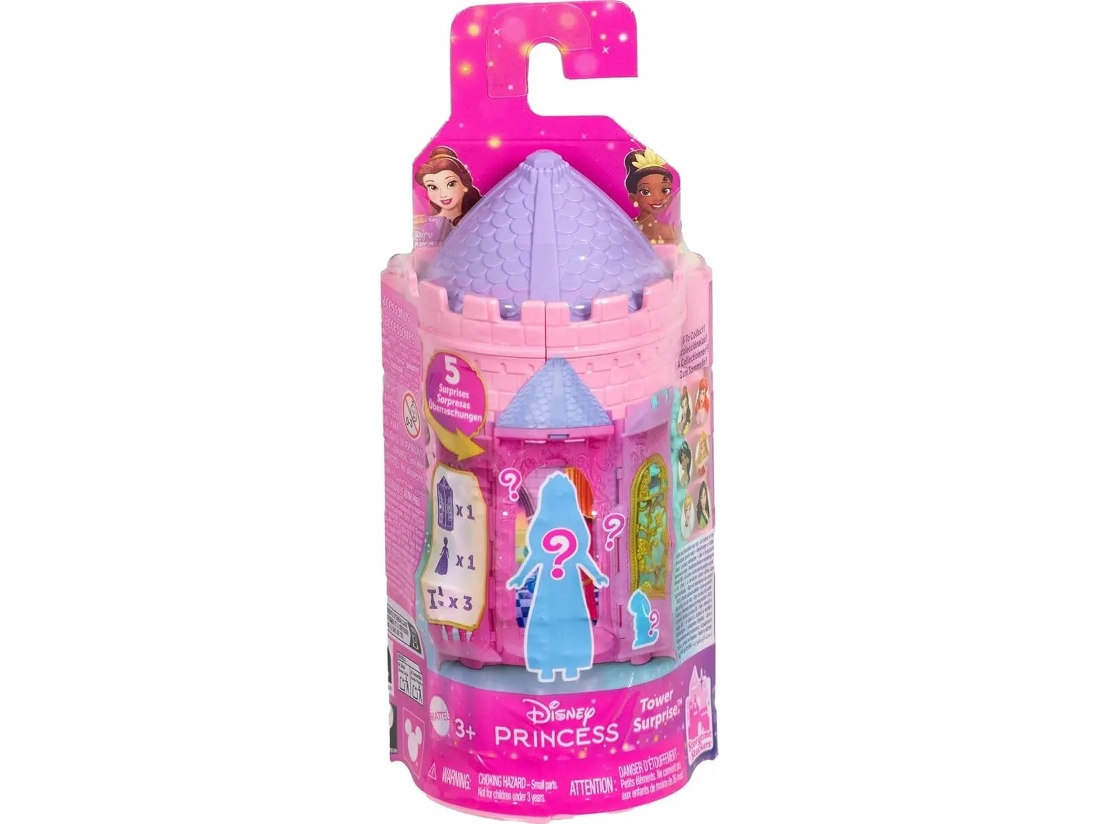 Mattel Disney Princess Tower Surprise Piccole bambole e accessori, impilabile Playset con 4 sorprese e amici di Disney Movies (gli stili possono variare)