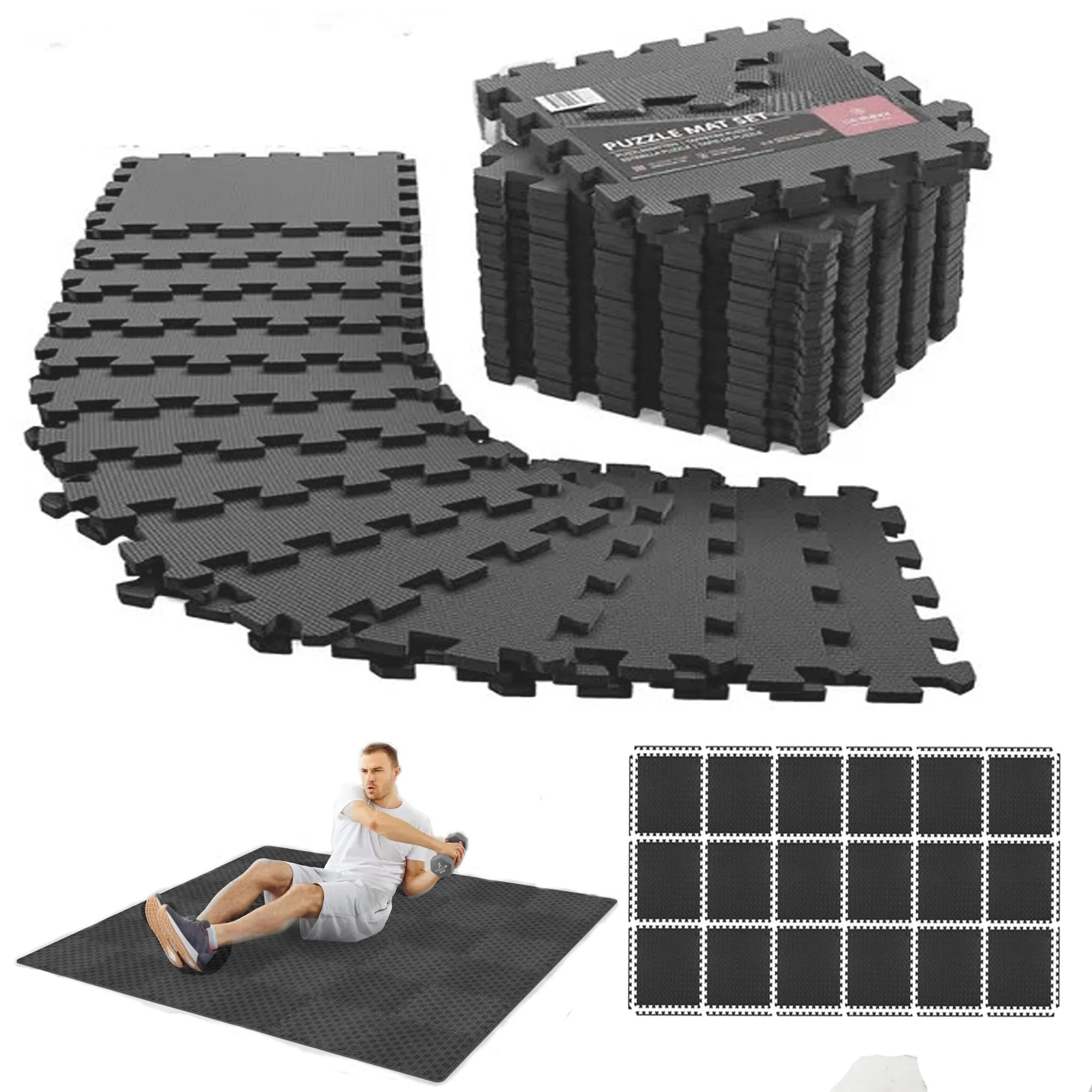 Tappeto Palestra, Tappeto Puzzle, Tappeto Gomma Antiscivolo, Tappetino Palestra, Tappetino Fitness, Home Gym, Tatami Palestra, Tappeti, Pavimento Gommato Palestra, Tappetino Ginnastica (blu)