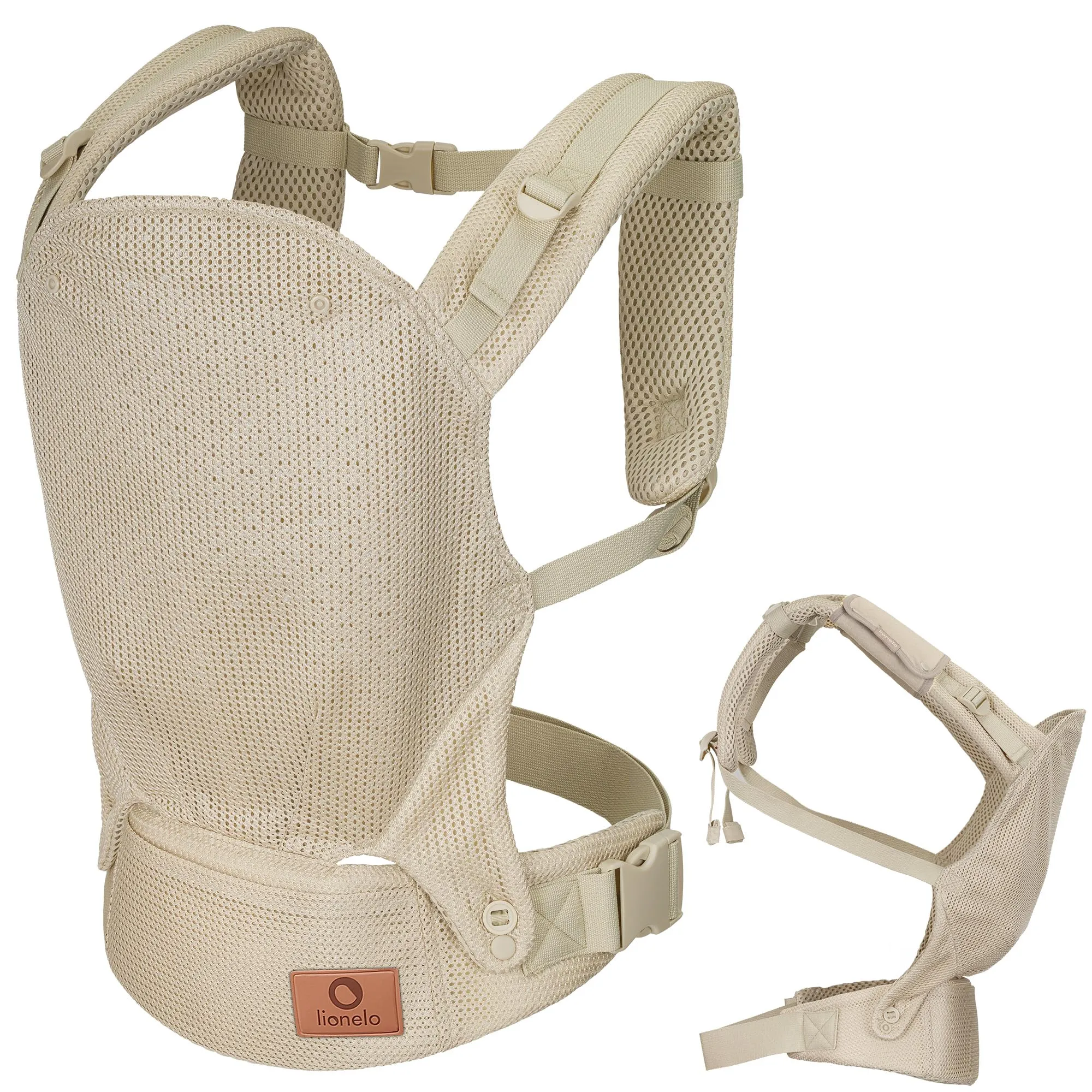 LIONELO Marsupio Ergonomico Neonato Margareet Air da 4 Mesi a 20 kg, 3 Posizioni Materiale Traspirante Cappuccio staccabile Doppia Protezione Marsupio per Bambini