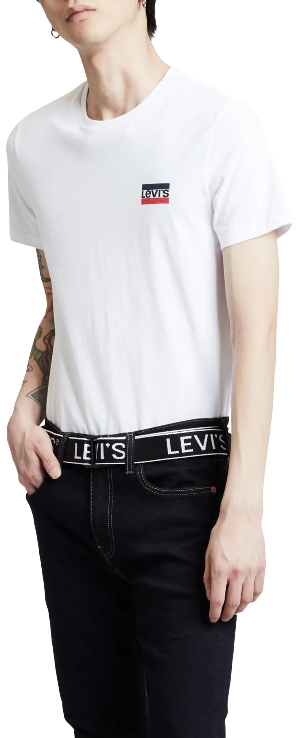 Levi's 2-Pack Crewneck Graphic Tee, T-shirt Uomo, Multicolore ( Sportswear White/Mineral Black ), L