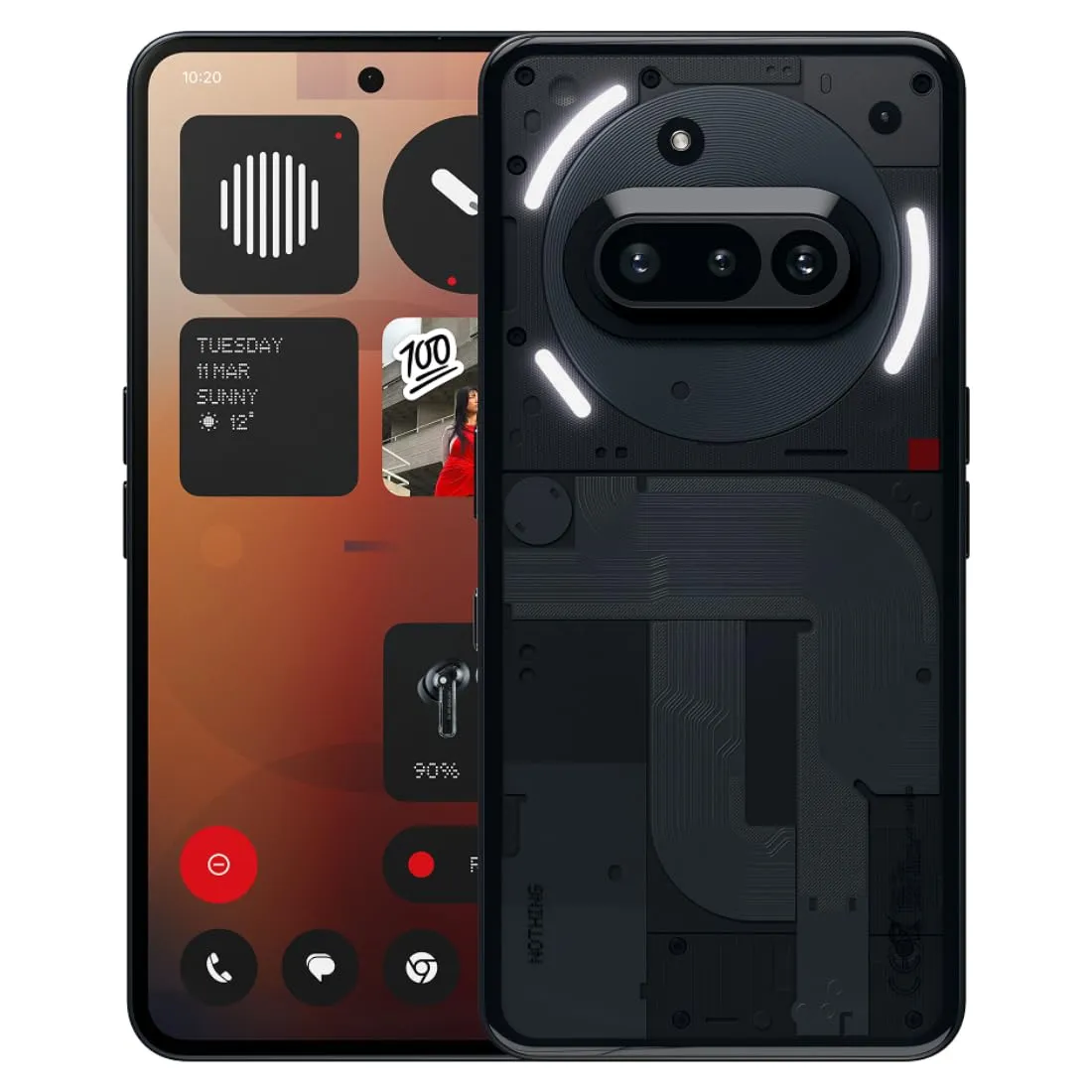 Nothing Phone (3a) 128 GB - smartphone con fotocamera anteriora da 32 MP, Ultra zoom 30x, ricarica rapida a 50W e 6.77" Display AMOLED flessibile FHD+ - Nero