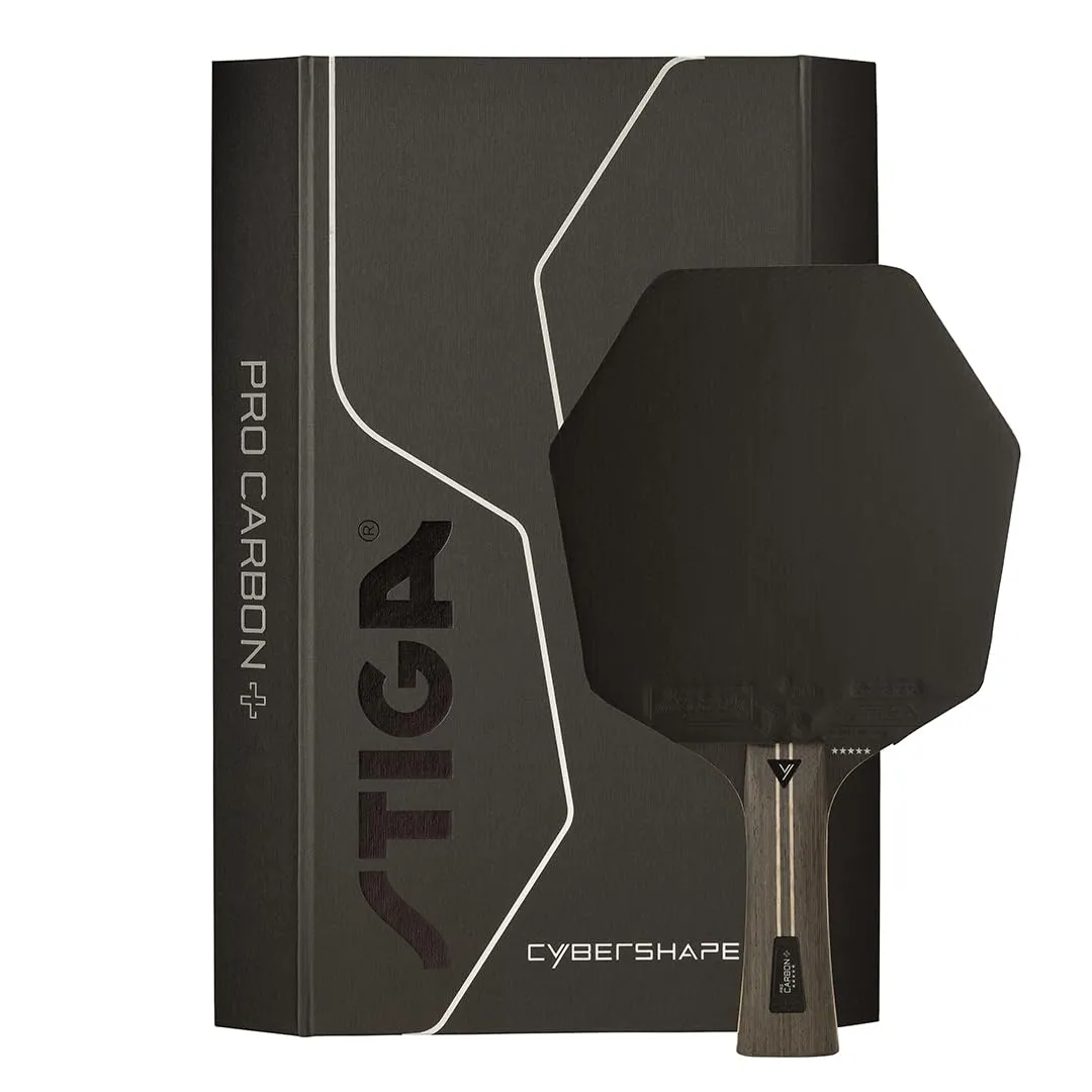 STIGA Racchetta da Tennis Tavolo Cybershape Pro Carbon+, Racchetta da Ping-pong a 5 Stelle, con Forma Esagonale per Giocatori Professionisti dallo Stile Offensivo