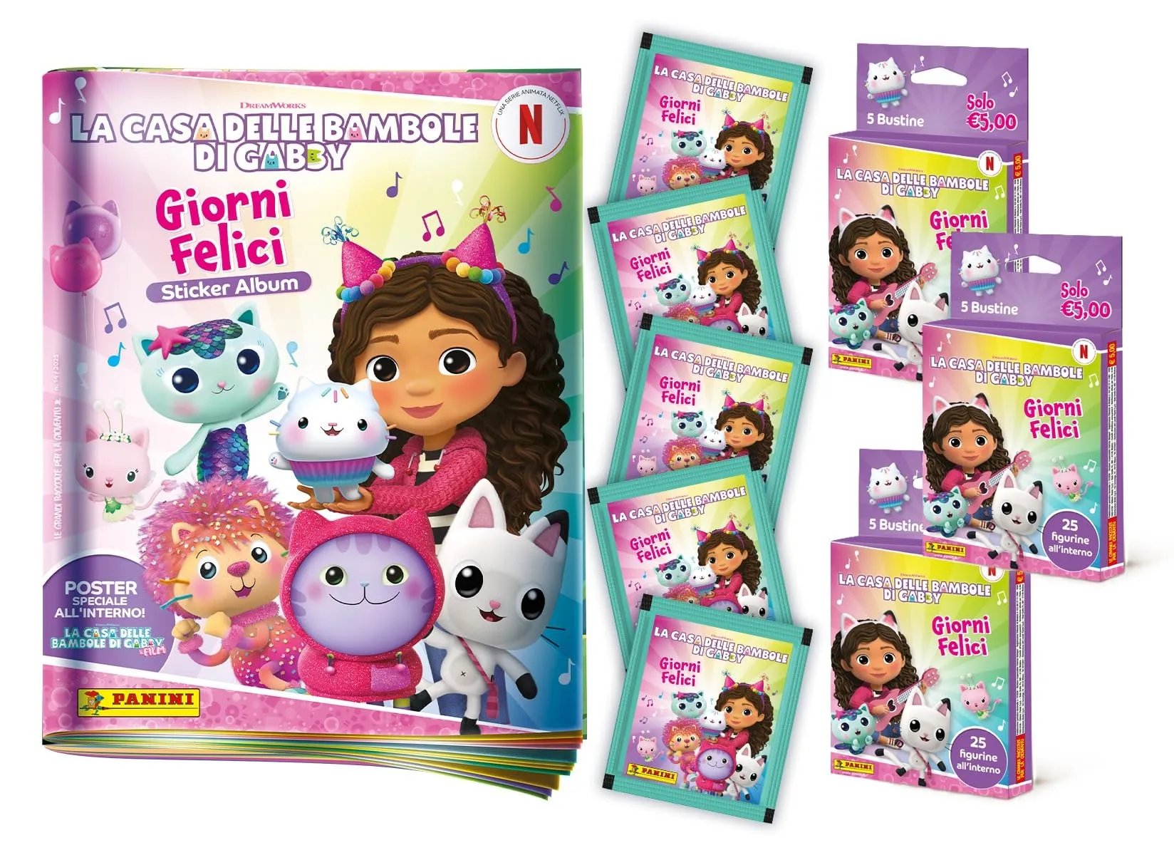La Casa delle Bambole di Gabby: Giorni Felici - Sticker Collection - Super Starter Pack Panini [Album + 20 Bustine]