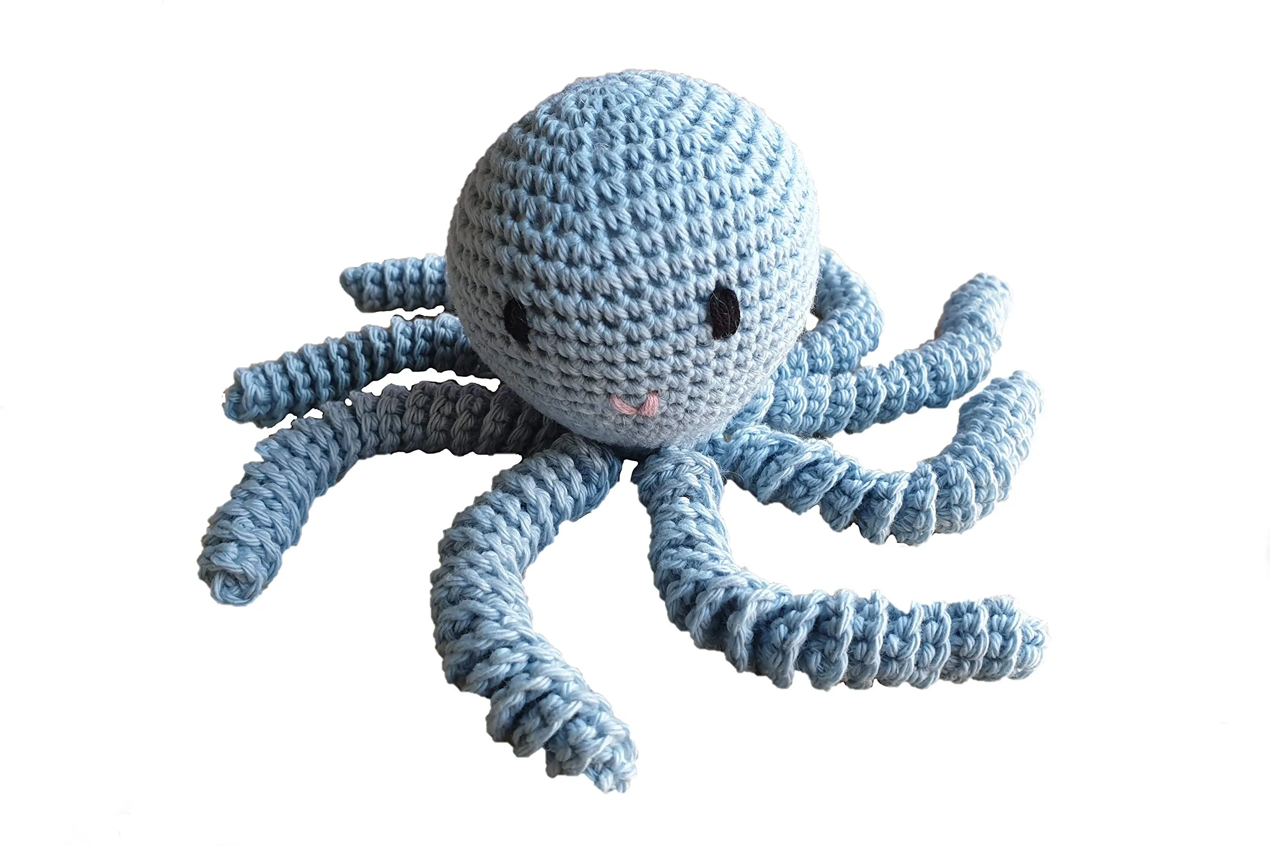 Polpo amigurumi per neonato di colore blu. Polpo all'uncinetto - crochet per bebè, ideale come regalo di nascita.