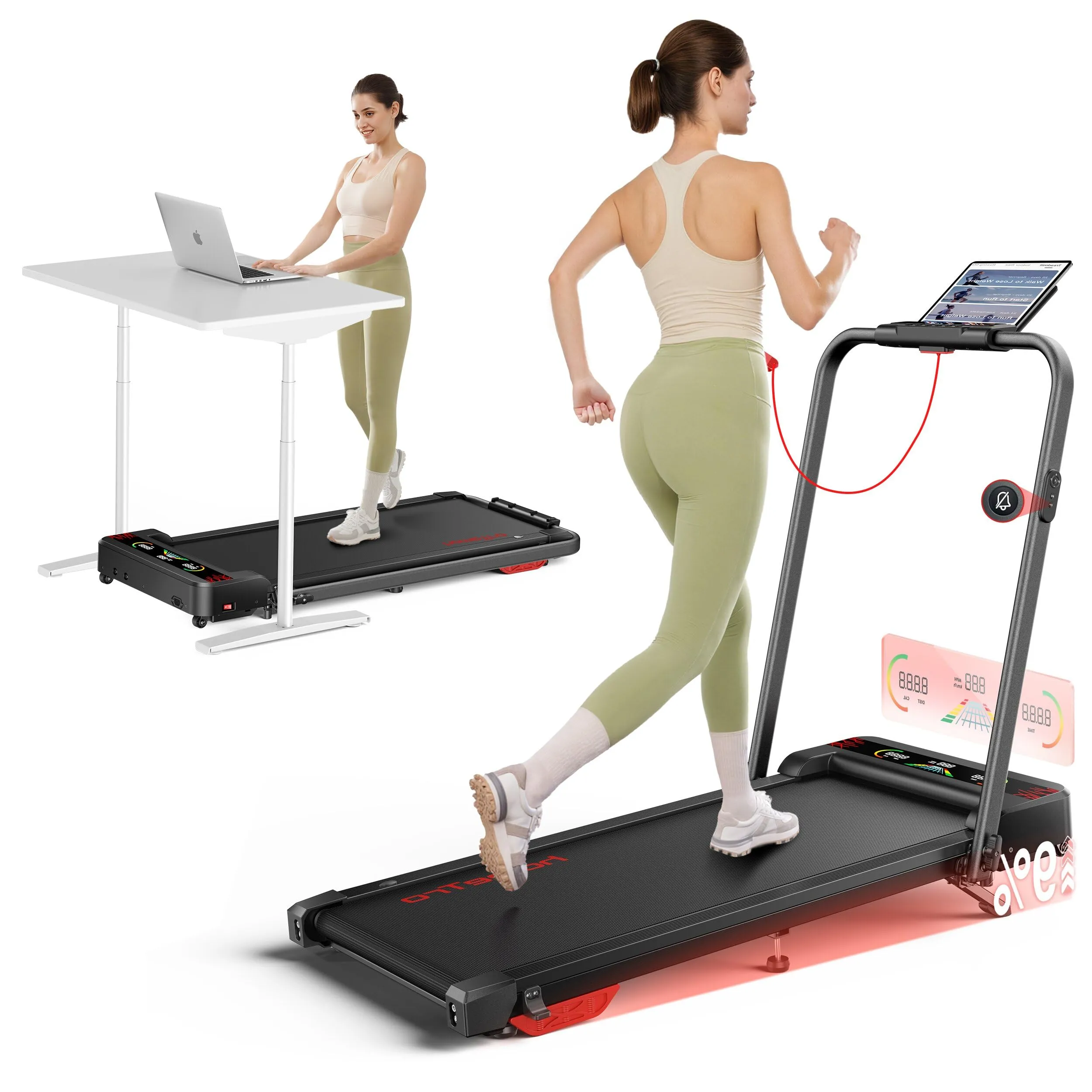 2025 Versione Aggiornata Tapis Roulant Elettrico Pieghevole Salvaspazio, Velocità 12 km/h, Inclinazione 9%, Motore 2.5HP, Schermo LED Extra Large a Colori, Silenzioso per Casa e Ufficio