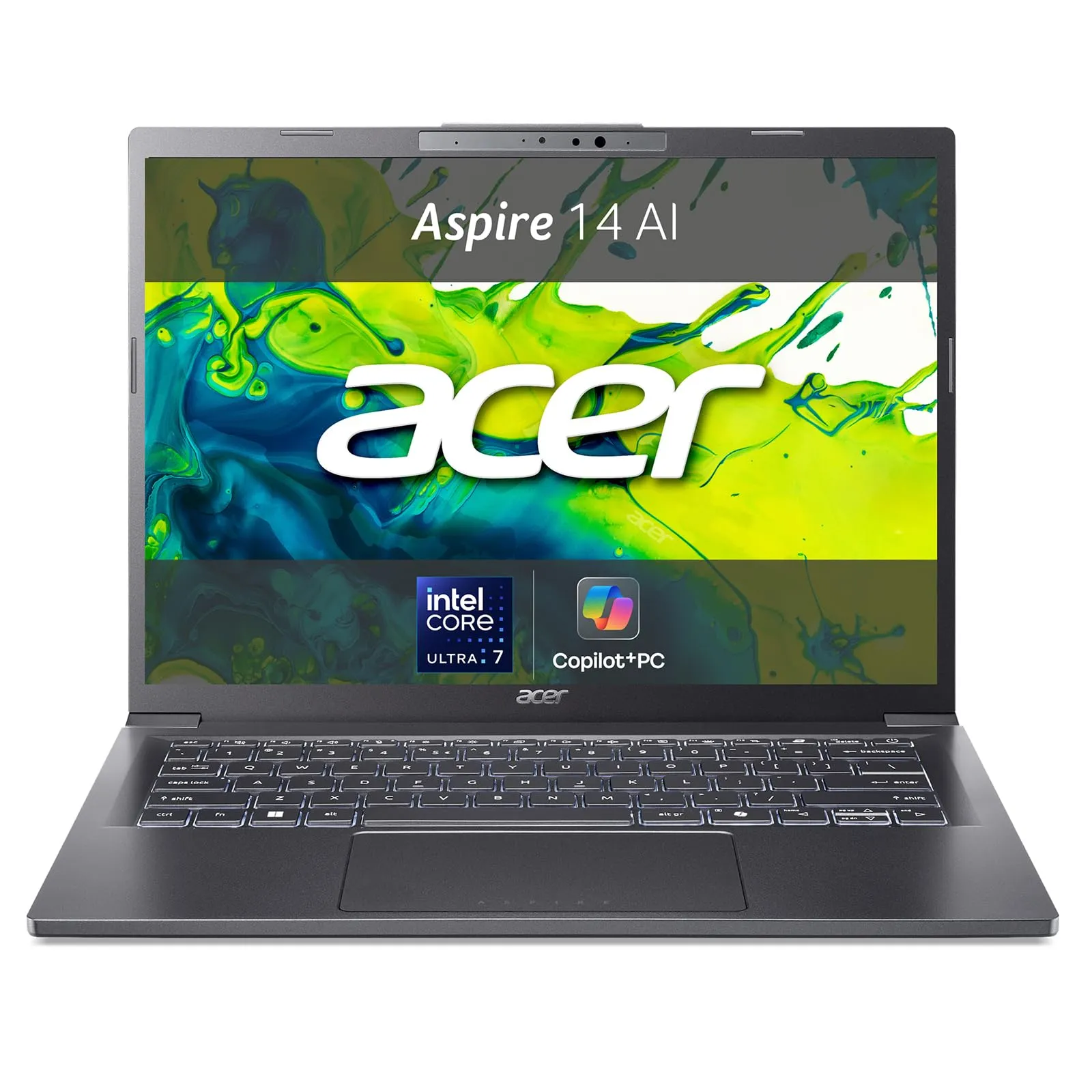 Acer Aspire 14 AI A14-52M-75LJ PC Portatile IA, Intel Core Ultra 7 256V, RAM 16 GB DDR5, 512 GB PCIe NVMe, Display 14" WUXGA OLED, Scheda Grafica Arc Graphics, Windows 11 Home - PC COPILOT +, Grigio