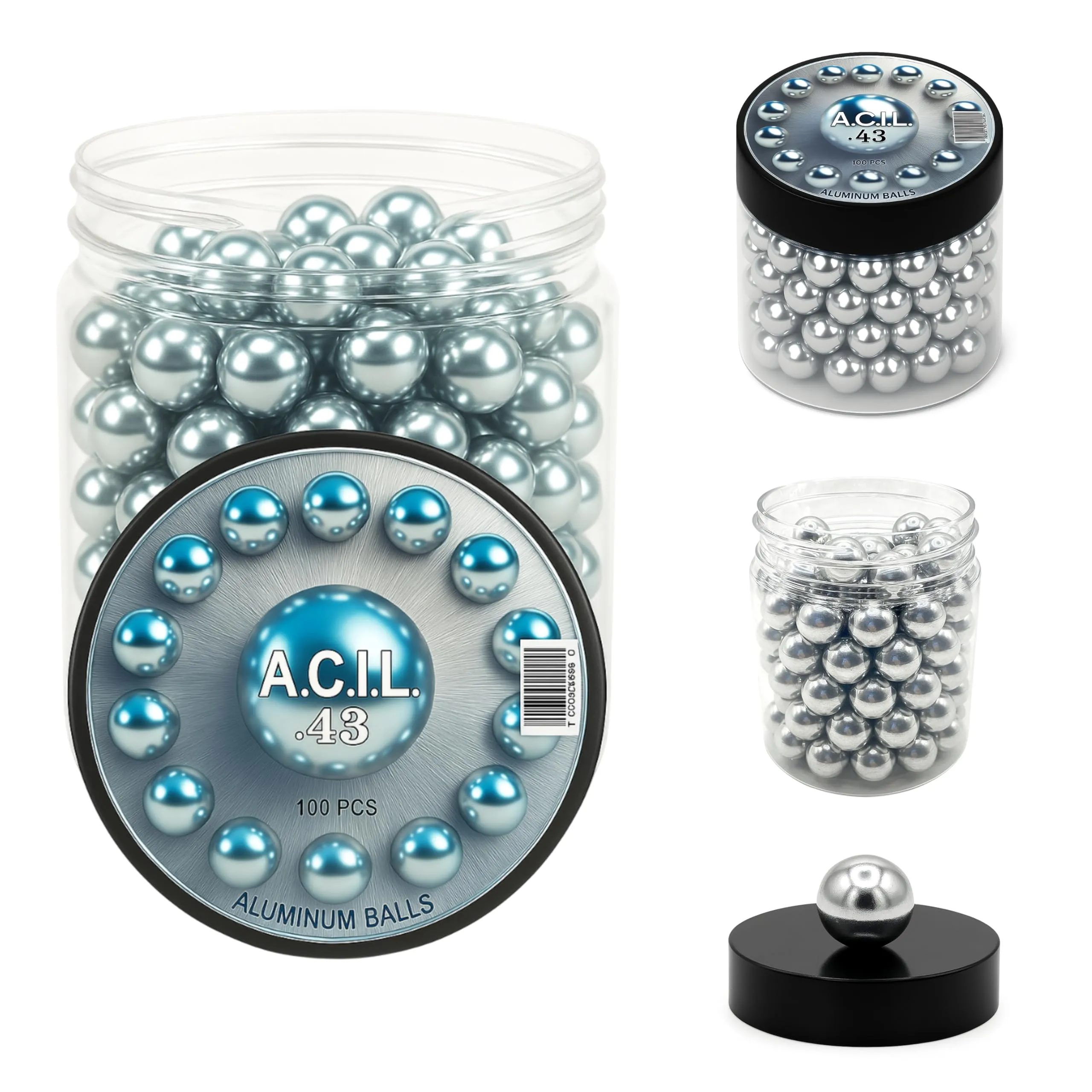 Palline in alluminio in 43 Caliber Solid Resuable Seamless Paintballs for High Impact, Training, Target Practice and Defense.43 Cal.