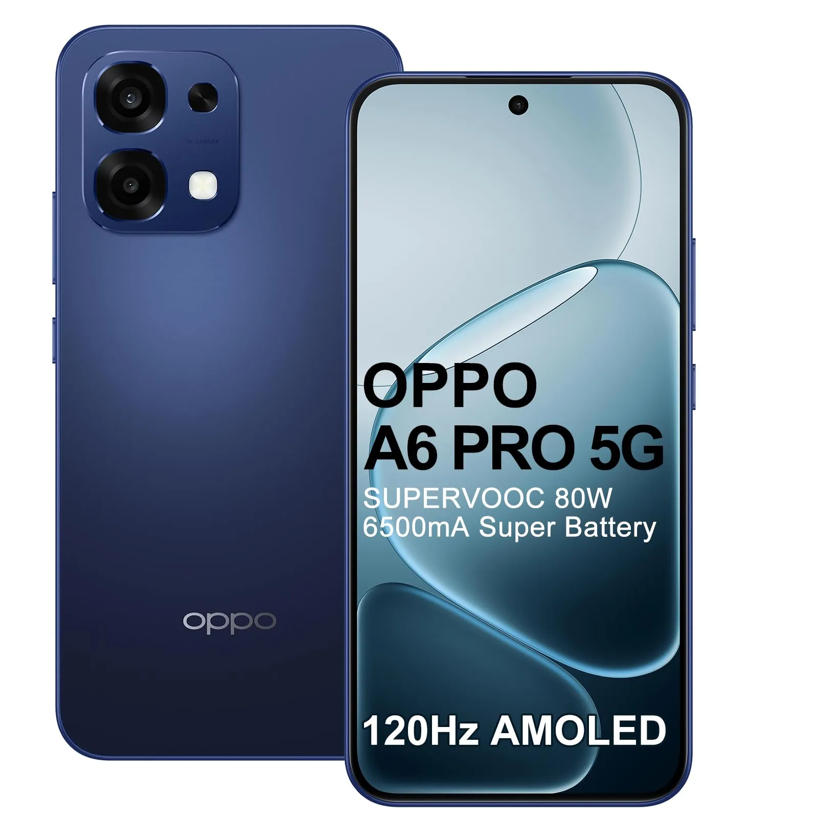 OPPO A6 Pro 5G 8+256GB Smartphone AI, Batteria Grande 6500mAh Telefono, SUPERVOOC 80W, Dimensity 6300 5G, 6,57" AMOLED 120Hz Schermo, IP69, Fotocamera AI 50MP Telefono Android 15, NFC, Dual SIM, Blu