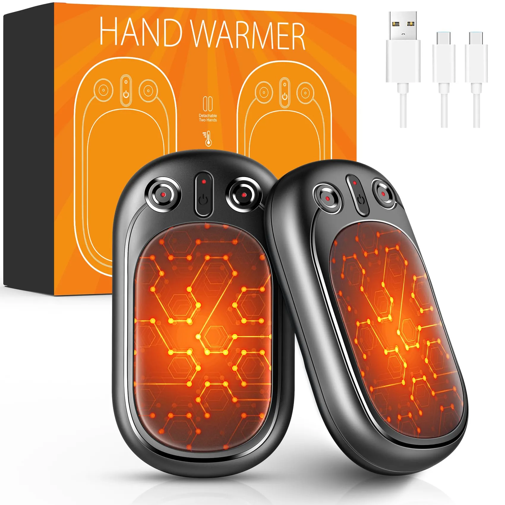 Scaldamani Elettrico Ricaricabile USB Riutilizzabile 2 Pezzi Fino a 12 Ore, Scalda Mani Portatile Elettrico Tascabili Scaldino Elettrico Mani Regali per Donne Uomini Raynaud Outdoor Campeggio Sci Golf