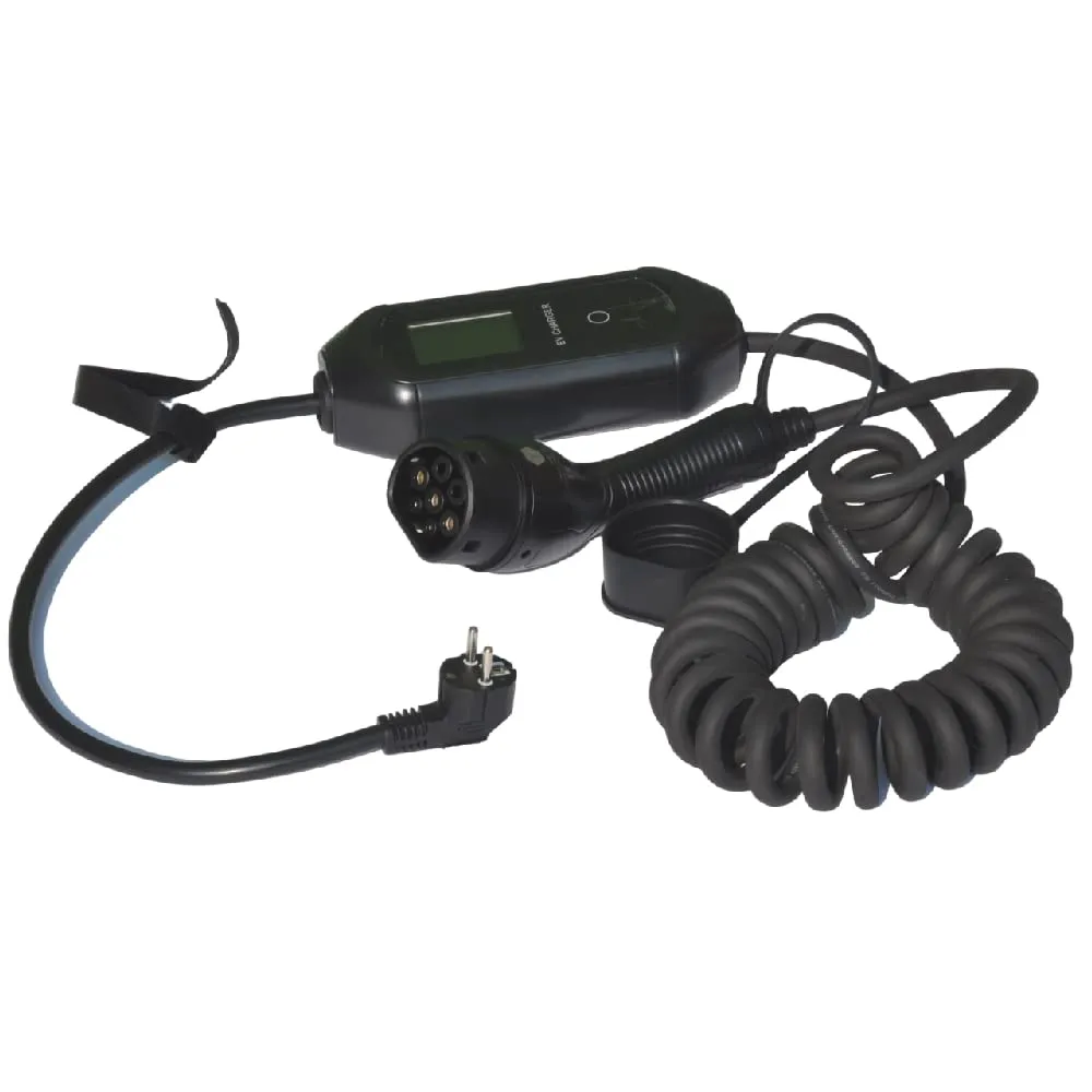 Smartronica Trasformatore con Cavo Spirale EV Charger Tipo 2 con Spina Schuko, Lunghezza 5mt, 16A