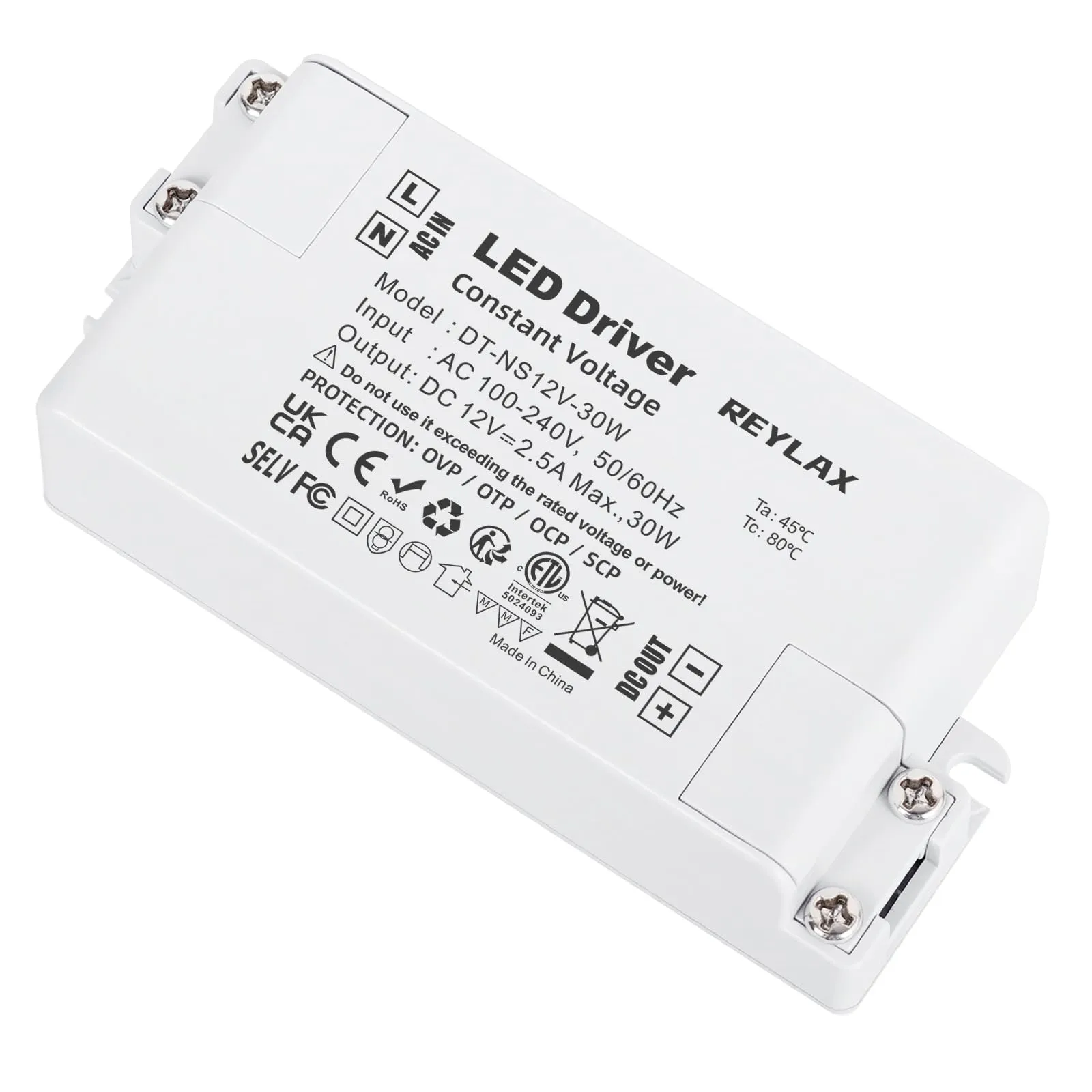REYLAX Alimentatore LED 12V 30W, Trasformatore 220 12V Alimentatore 2.5A, Trasformatori Interruttore AC to DC, LED Driver di Tensione Costante, per Bassa Tensione Striscia Led Lampade