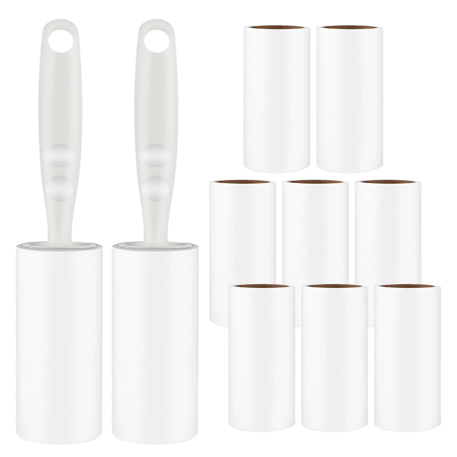 Rullo Togli Peli Animali 10 Rotoli (60 Fogli Ciascuno) con 2 Dispenser, Rotolo Di Lanugine, Rullo Peli Animali Domestici, Extra Appiccicoso, per Vestiti, Divano, Peli Di Gatto, Peli Di Cane e Tappeto,