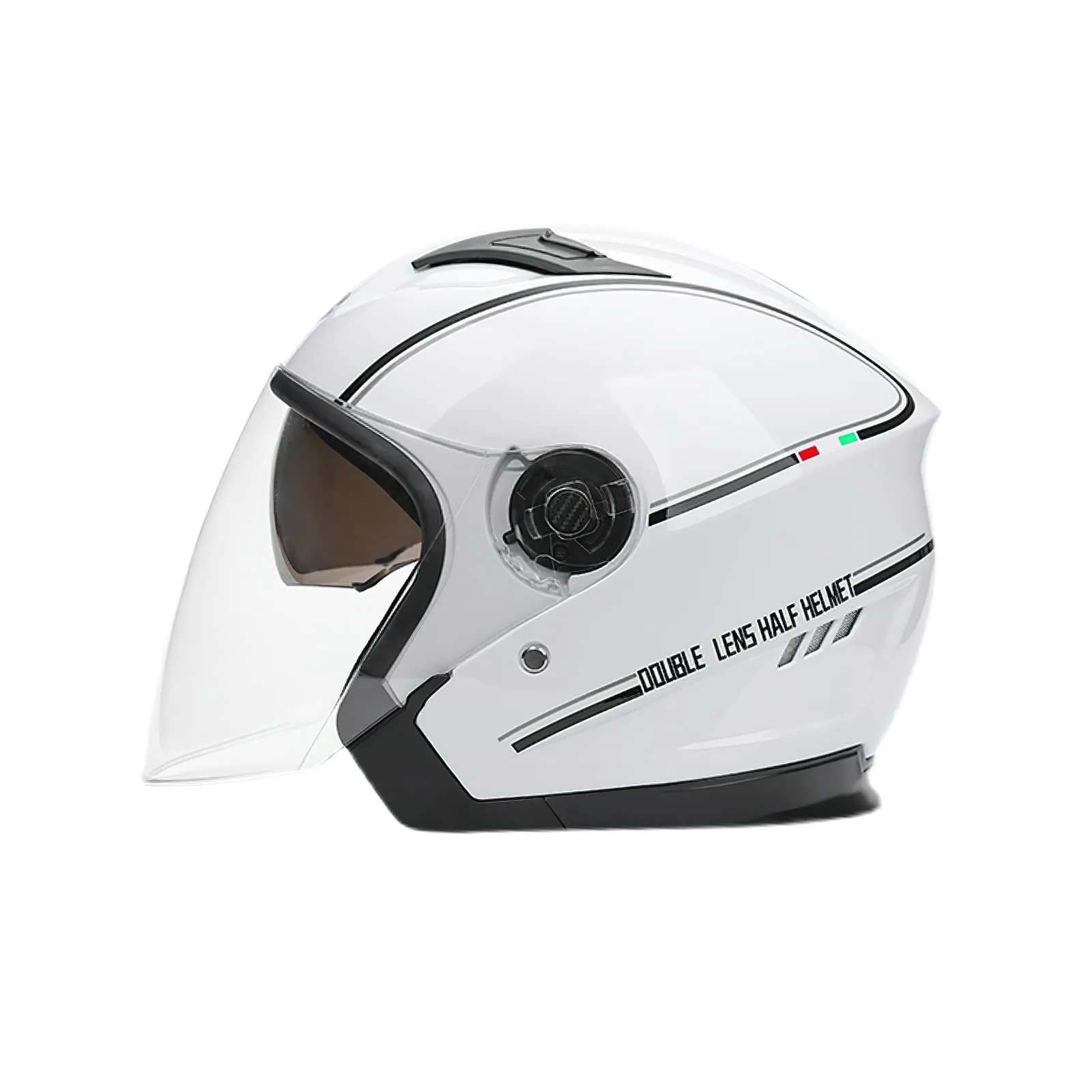 LIONCIANO Casco Semiaperto Adulto con Doppia Visiera, Casco Moto Demi-Jet Moto Cross Casco Scooter Caschi Motorino Vintage, Piloto Urbano Helm