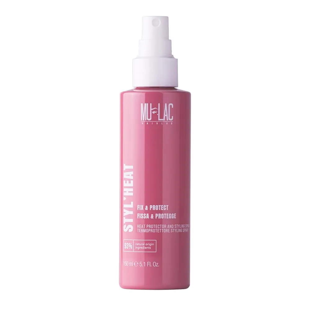 MULAC | STYL'HEAT - Spray Capelli Termoprotettore Styling, Previene la Formazione di Doppie Punte e Rotture, Facilita la Piega, Fissa lo Styling e Contrasta il Crespo, Vegan, 150ml