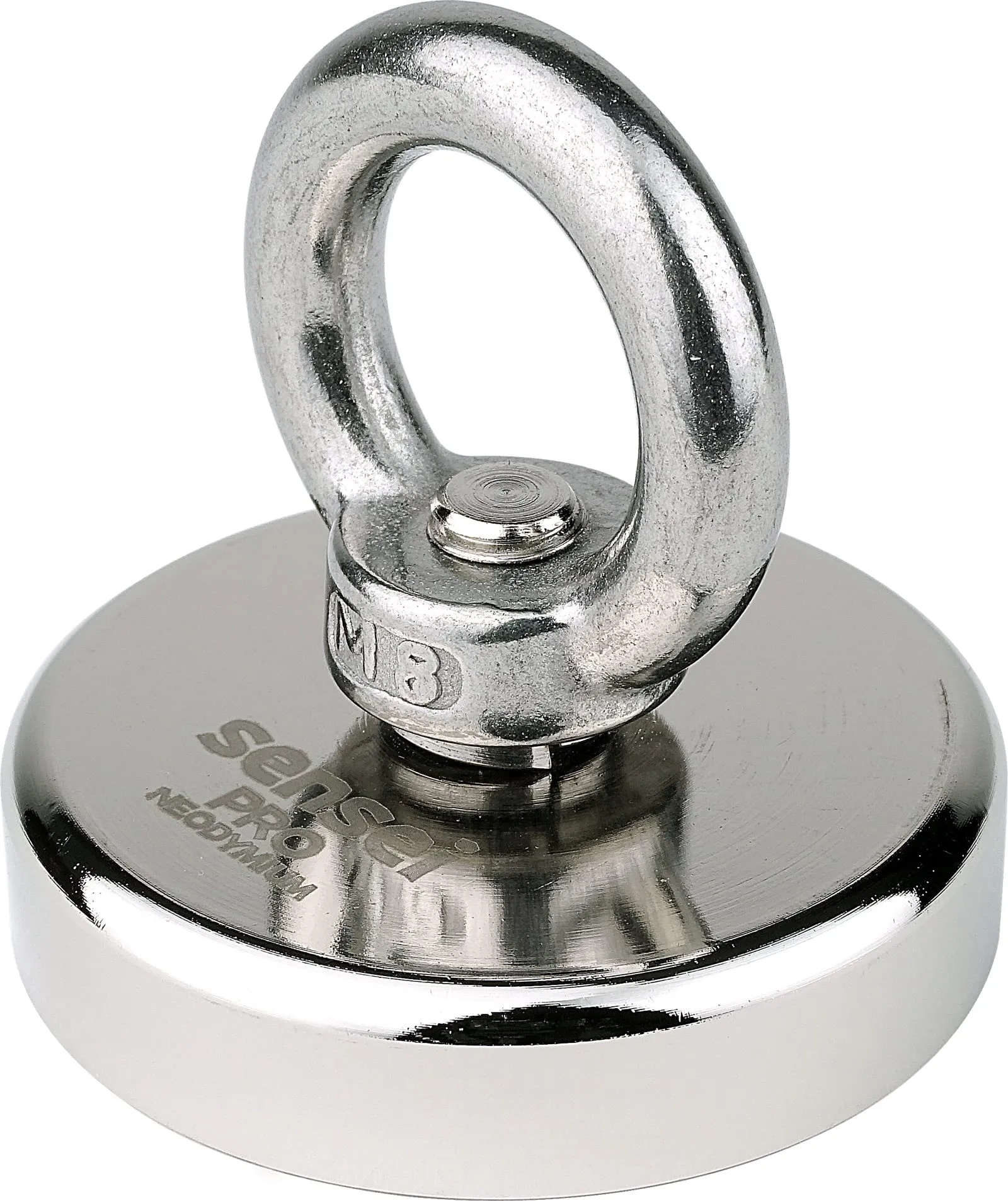 SENSEI® Magnete al Neodimio Potente – 110 kg di Forza, Ø 50 mm – Super Forte Calamita con Dado ad Occhiello da Pesca Magnetica, Uso Industriale, Casa, Officina e Sollevamento