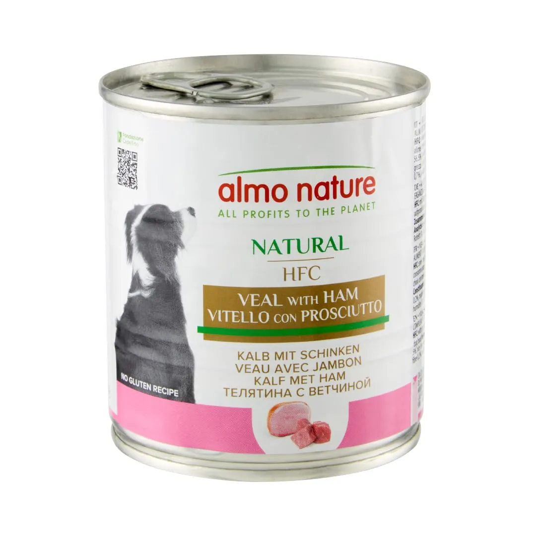 Almo Nature HFC Natural, Alimento Umido per Cani - Vitello con Prosciutto - Confezione da 3.48 kg (12 x 290 g)