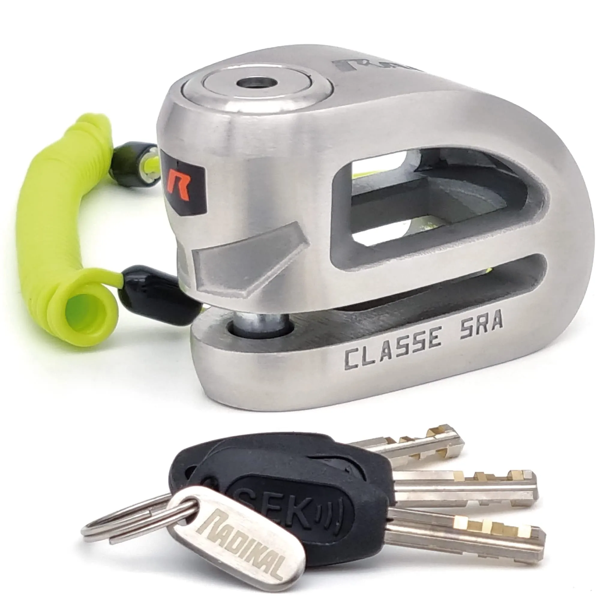 RADIKAL RK310S Blocca Disco per Moto, Sicurezza Premium, Antifurto Moto Omologato SRA, Doppio Bloccaggio Ø10, Acciaio Inossidabile, Esclusivo Design Doppio Ponte, Lucchetto Bloccadisco Scooter