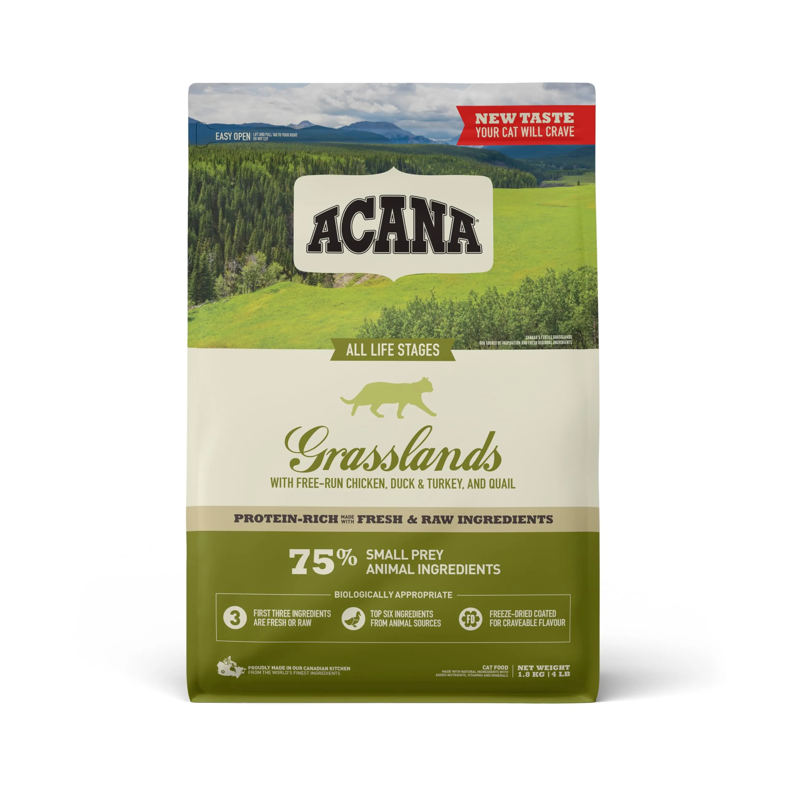Acana Grasslands - Cibo per gatti, 1,8 kg