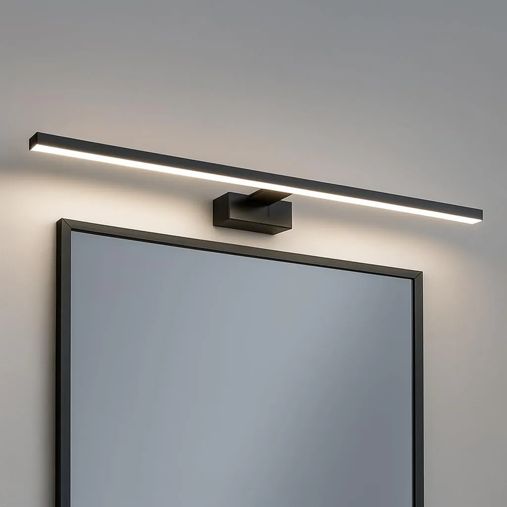 MAKA Luce Specchio Bagno LED 12W 840 Lumen, Lampada Bagno Specchio 4000K, Applique Specchio Bagno 60 cm Bianco/Nero IP20, Illuminazione Bagno per Make-Up e Rasatura (Nero, 4000K)