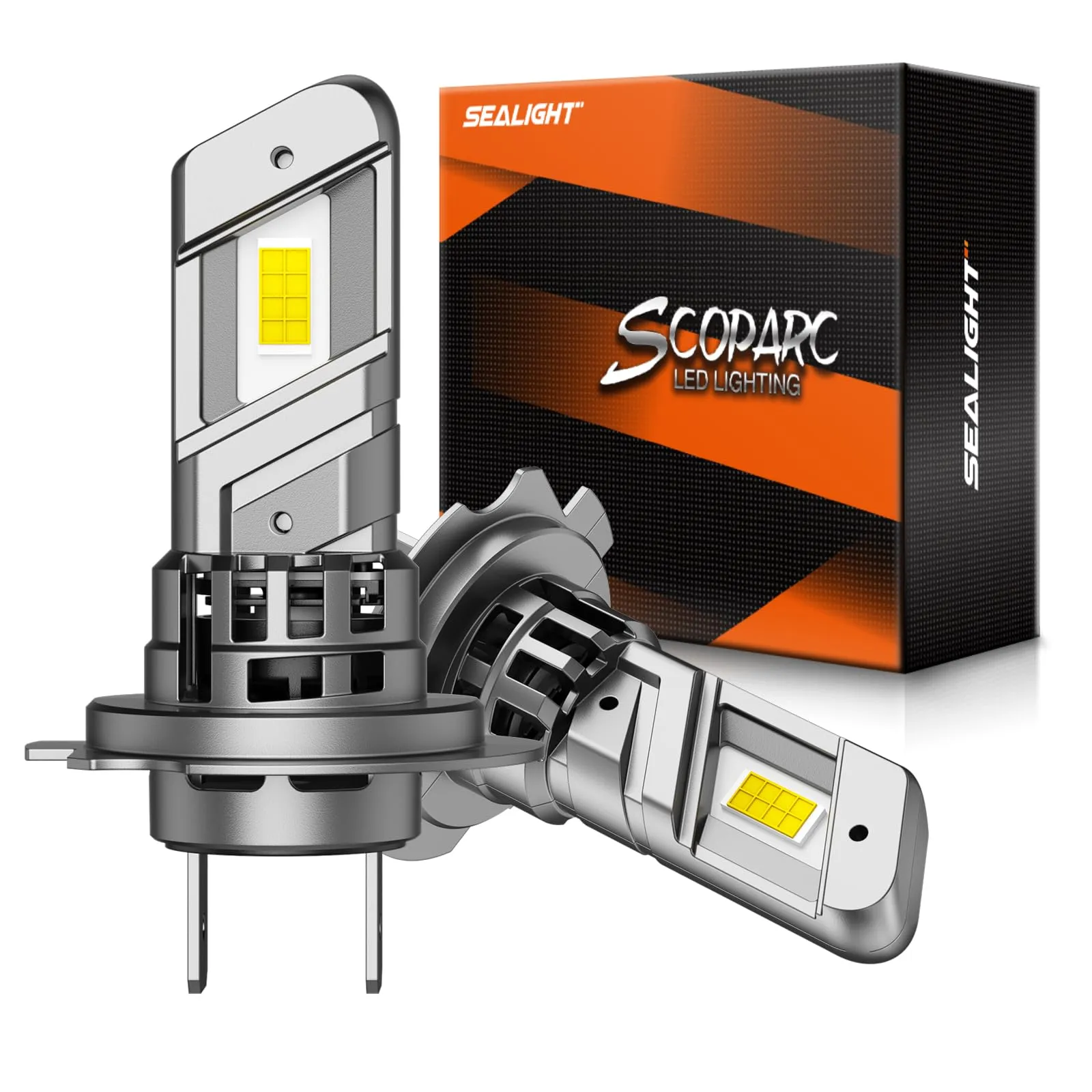 SEALIGHT H7 LED Lampadine, 32000LM 6500K Lampadine a luce bianca fredda con ventola di raffreddamento, 600% 120W di luminosità, formato mini 1:1, 3 minuti Plug-N-Play, Confezione da 2