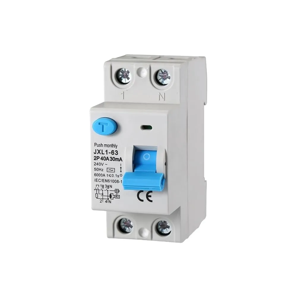 gloca Interruttore Differenziale Puro Salvavita 2P 30mA 220V-6KA 2 Moduli DIN (40 Ampere)