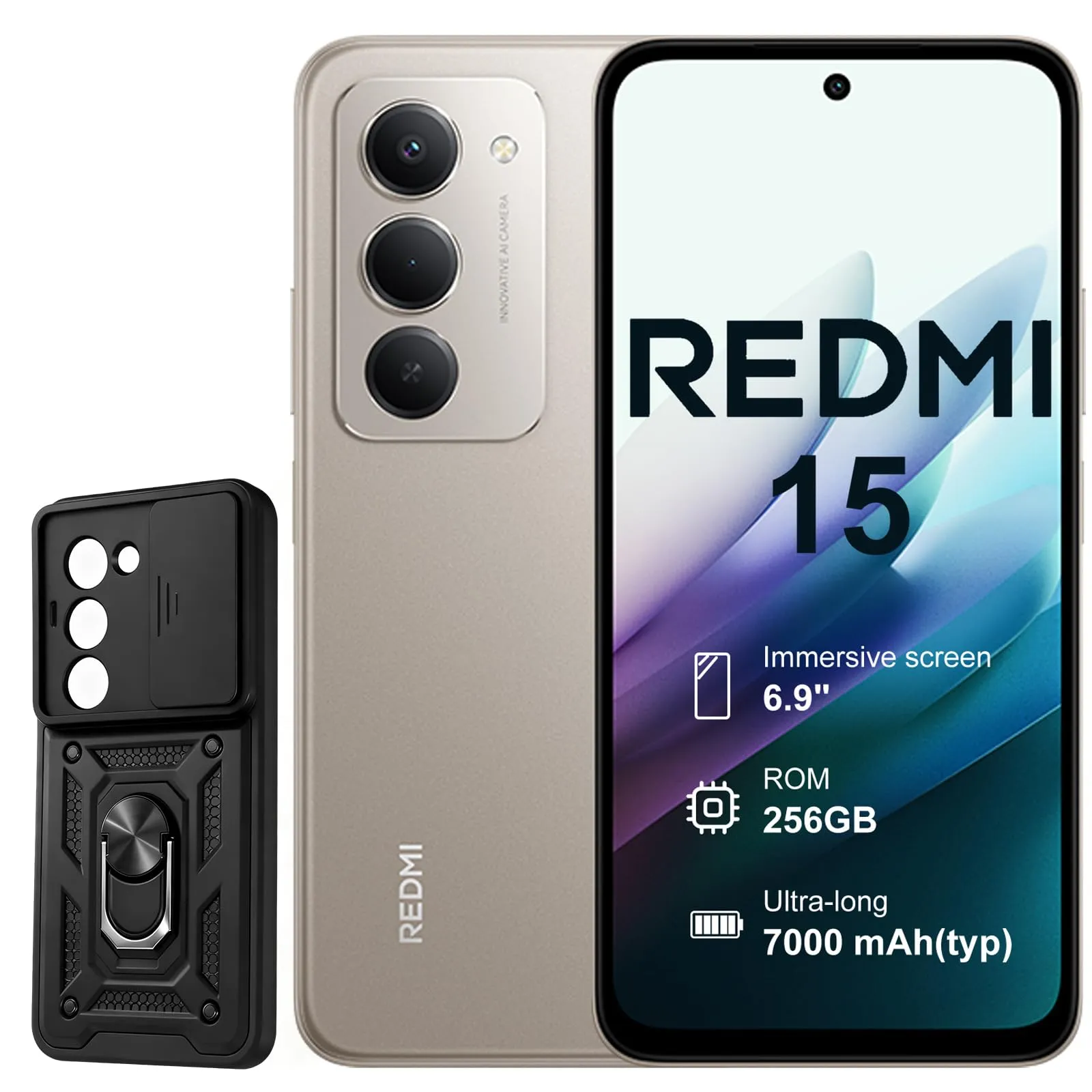 XIAOMI Redmi 15 4G Smartphone | 8GB+256GB | Batteria 7000mAh | Display 6.9" FHD+ 144Hz | Snapdragon 685 4G | Fotocamera 50MP | Ricarica rapida da 33 W | Grigio