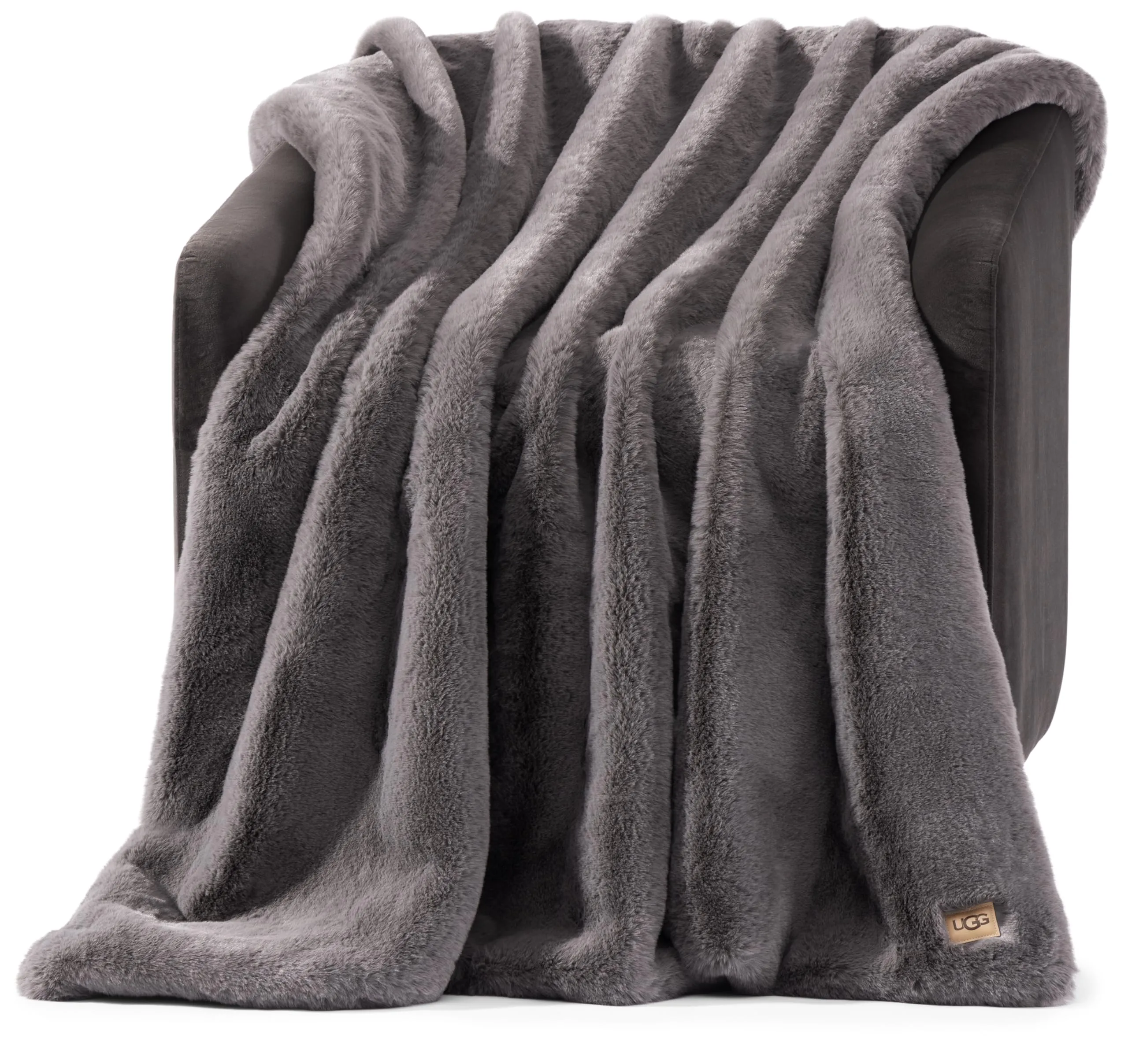 UGG Euphoria - Coperta reversibile in peluche, colore: carbone