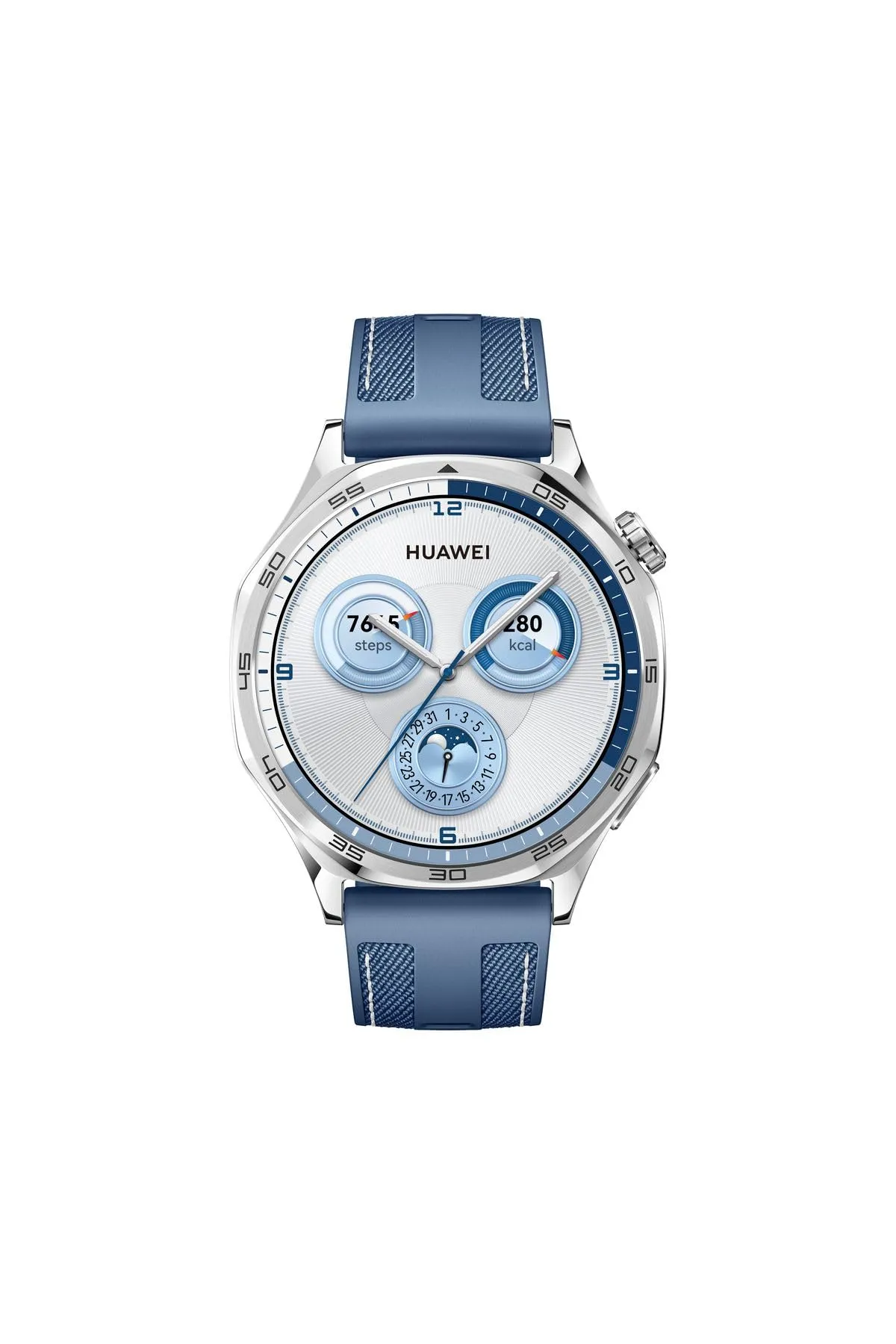 Montre connectée Huawei Watch GT 5 46 mm acier inoxydable avec bracelet en nylon Bleu