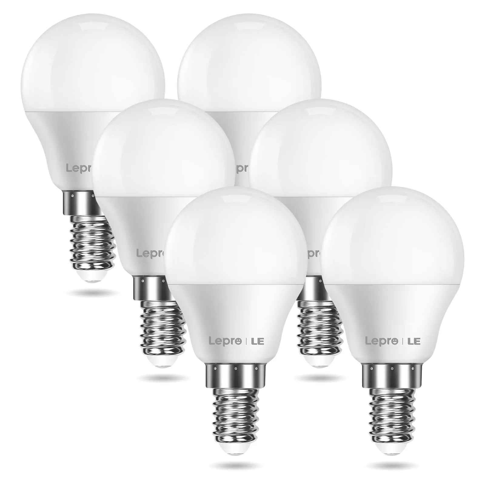 Lepro Lampadina LED E14,Lampadine E14 Luce Calda 2700 K,470 Lumen 4.9W (Equivalente a 40W),Risparmio Energetico P45 Lampadina,Angolo di Raggio 180°,Globo Nessuno Sfarfallio,Non Dimmerabile,6 Pezzi