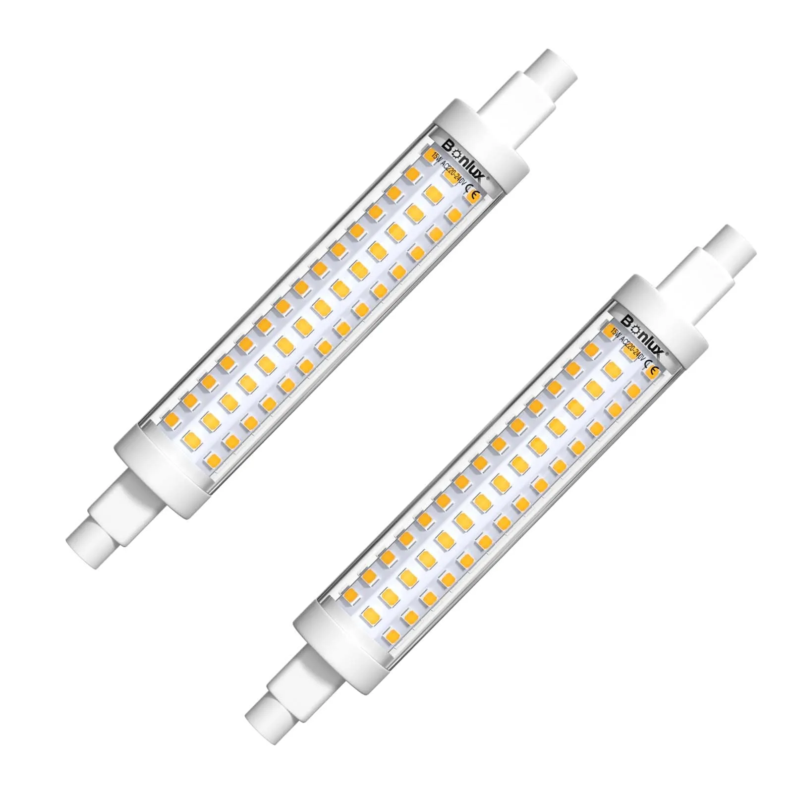 Bonlux LED 118mm R7S Lampadina a LED Lineare, Bianco Natruale 4000K Non-Dimmerabile, J118 Slim Doppio Effeto Equivalenti 125W 120W Lampada Algena Lineare AC 220-240V 1300LM 360 Gradi (pacco da 2)