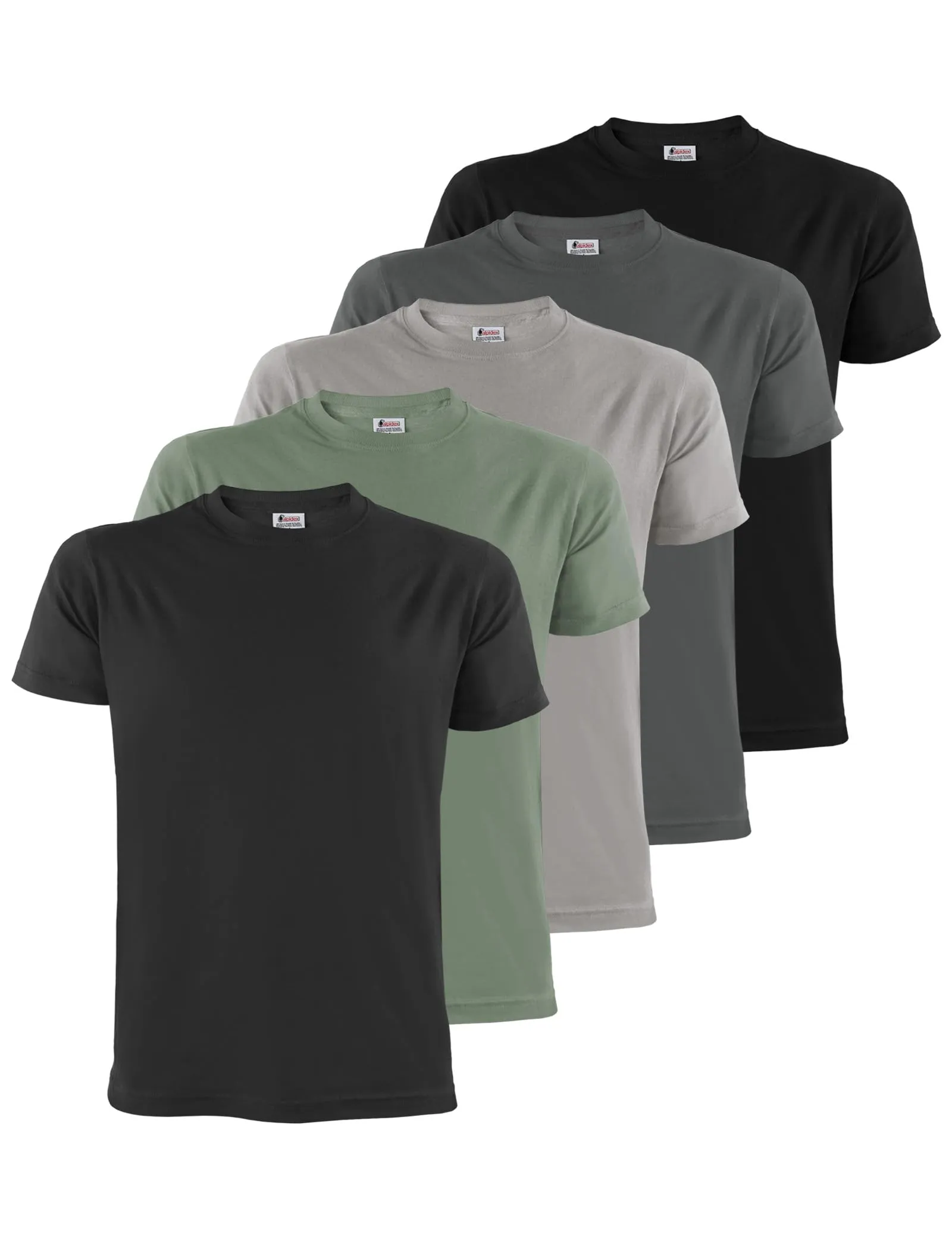 ALPIDEX T-Shirt Magliette da Uomo Confezione da 5 con Girocollo - Taglie S M L XL XXL 3XL 4XL 5XL, Taglia:M, Colore:Storm