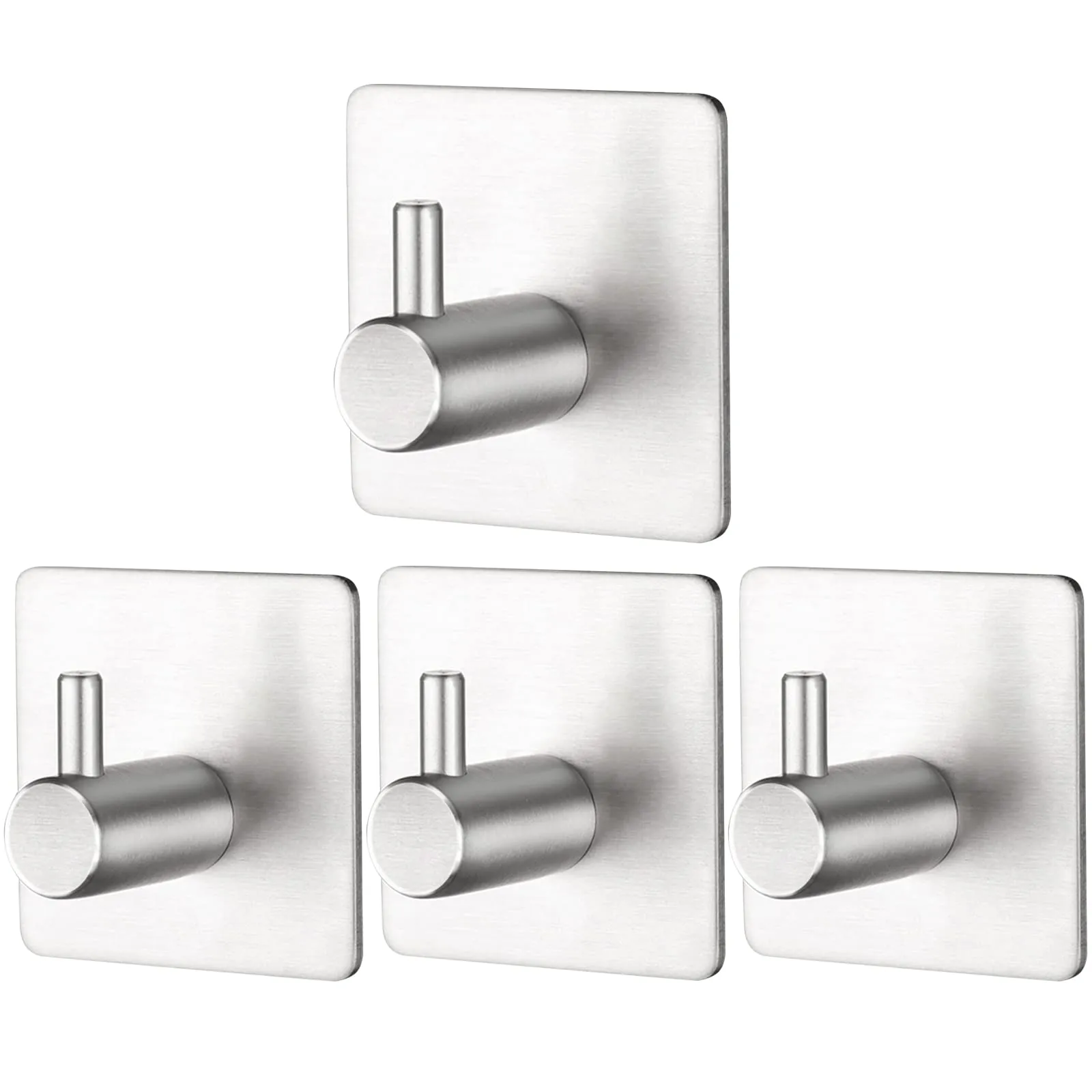 BillyBath Ganci Adesivi Bagno Cucina, Ganci per Accappatoio Bagno, Porta Asciugamani Bagno Adesivo, Appendino da Muro in Acciaio Inox senza Forare, Argento, 4 Pezzi