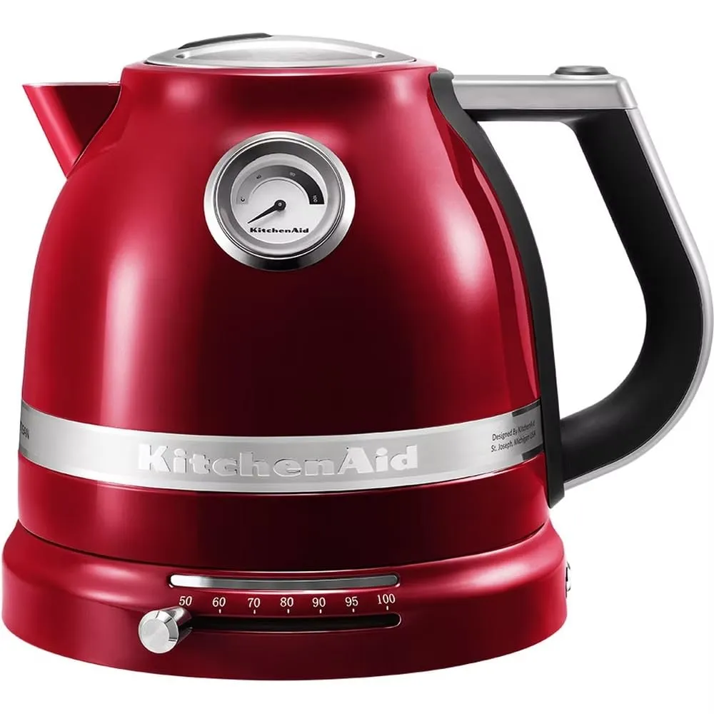 Kitchenaid Bollitore ad acqua 1,5 Litro - Artisan - Bollitore in acciaio inox con indicatore di temperatura - 2400W - Rosso