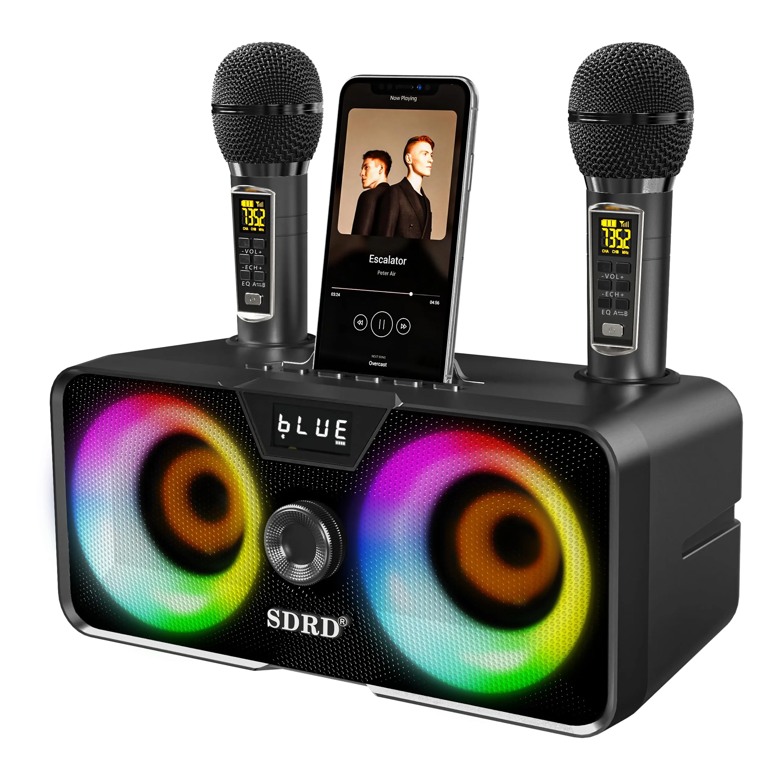 Casse Karaoke Portatile, Tutto-in-Uno Karaoke Professionale Completo con Cassa Bluetooth da 20W, 2 Microfoni Karaoke Wireless e Slot per Microfono Ricaricabile, Ideale per Karaoke Domestico