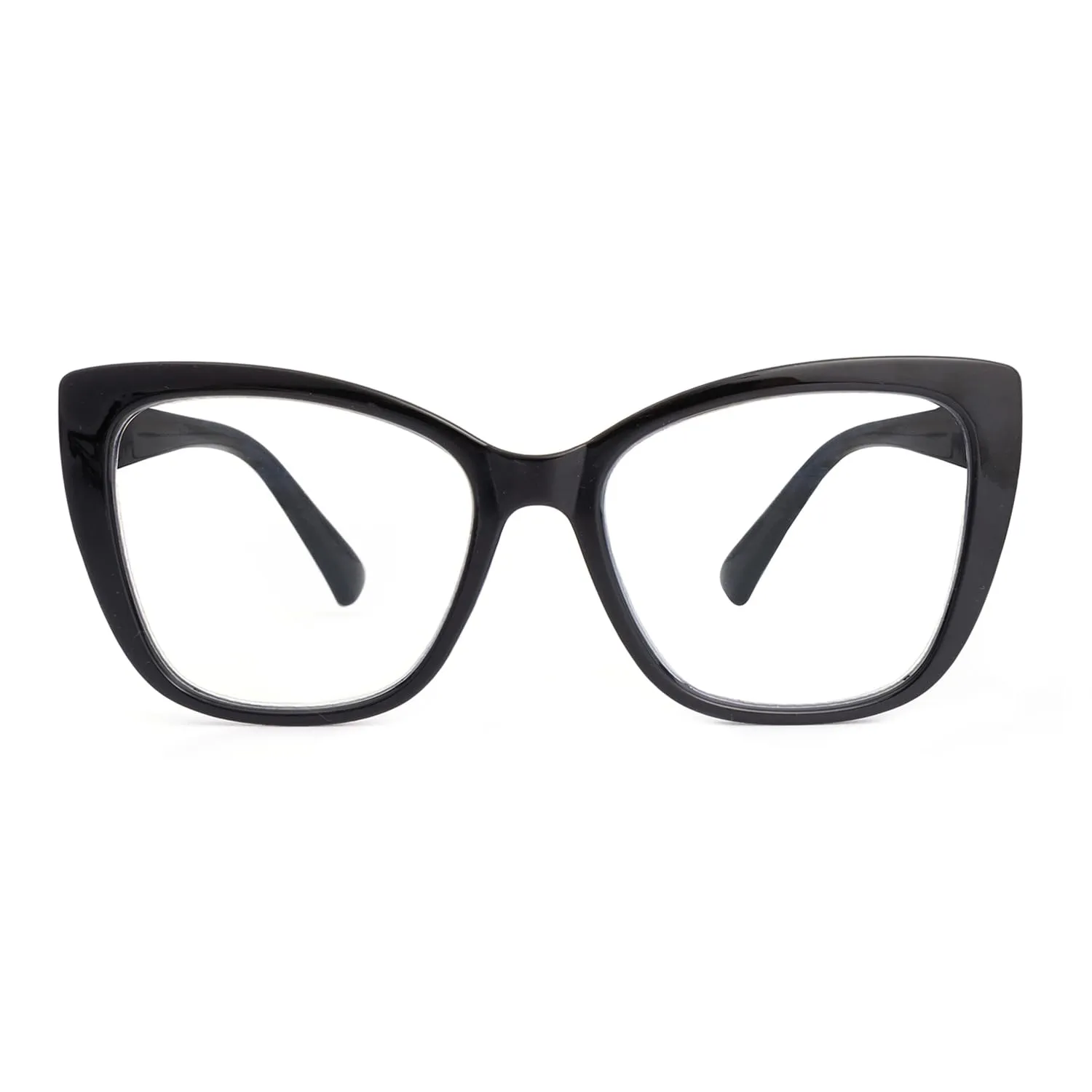 SKYWAY Occhiali da Lettura per Donna, Occhiali da Computer Oversize alla Moda con Blocco Luce Blu, Montatura Quadrata a Occhio di Gatto con Cerniera a Molla (Nero,1.5)